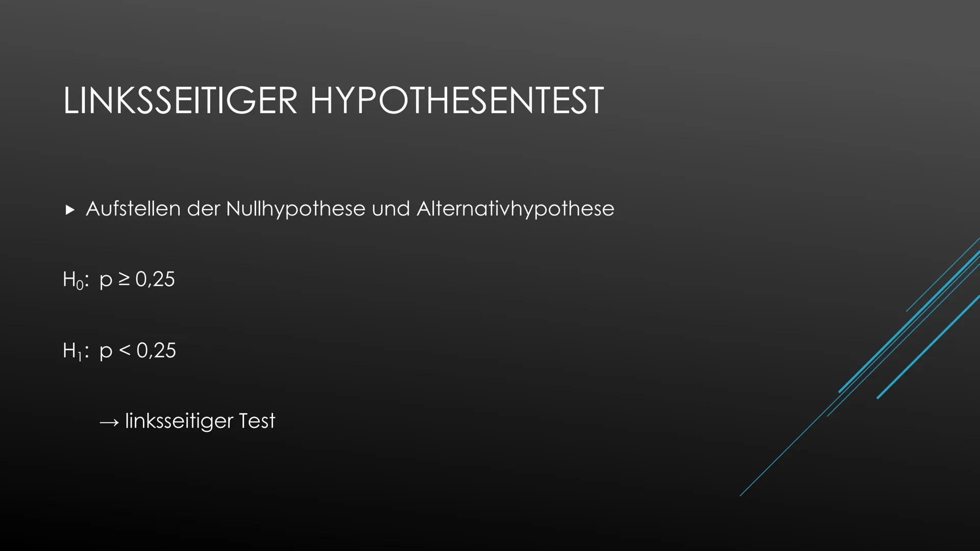 Einseitiger Hypothesentest
Die Stadt schätzt, dass höchstens 40% der Einwohner die Stadtbücherei nutzen. Die Bücherei meint
jedoch, es seien