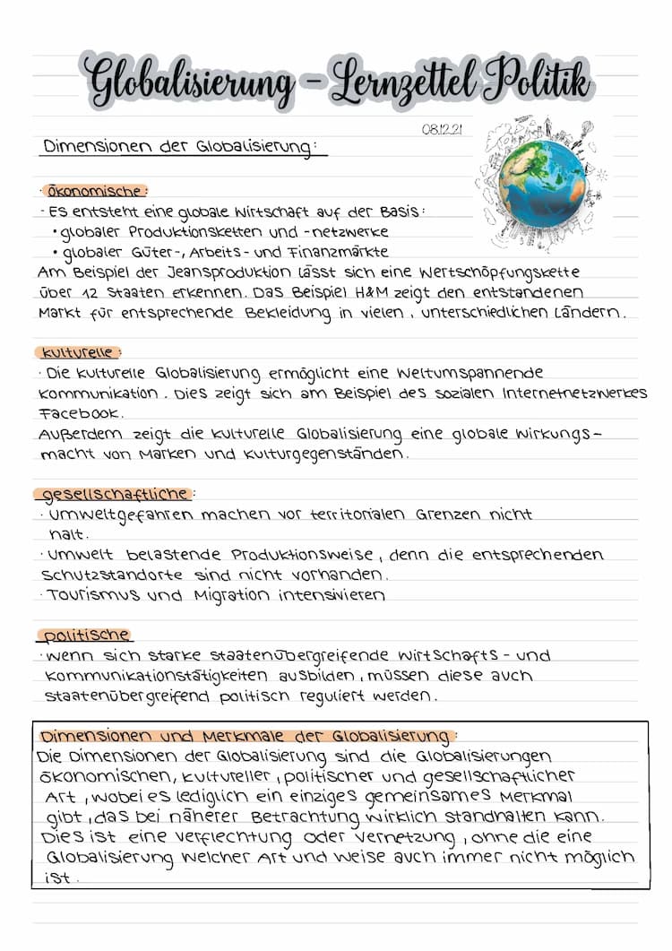 Know Globalisierung Lernzettel Politik  thumbnail