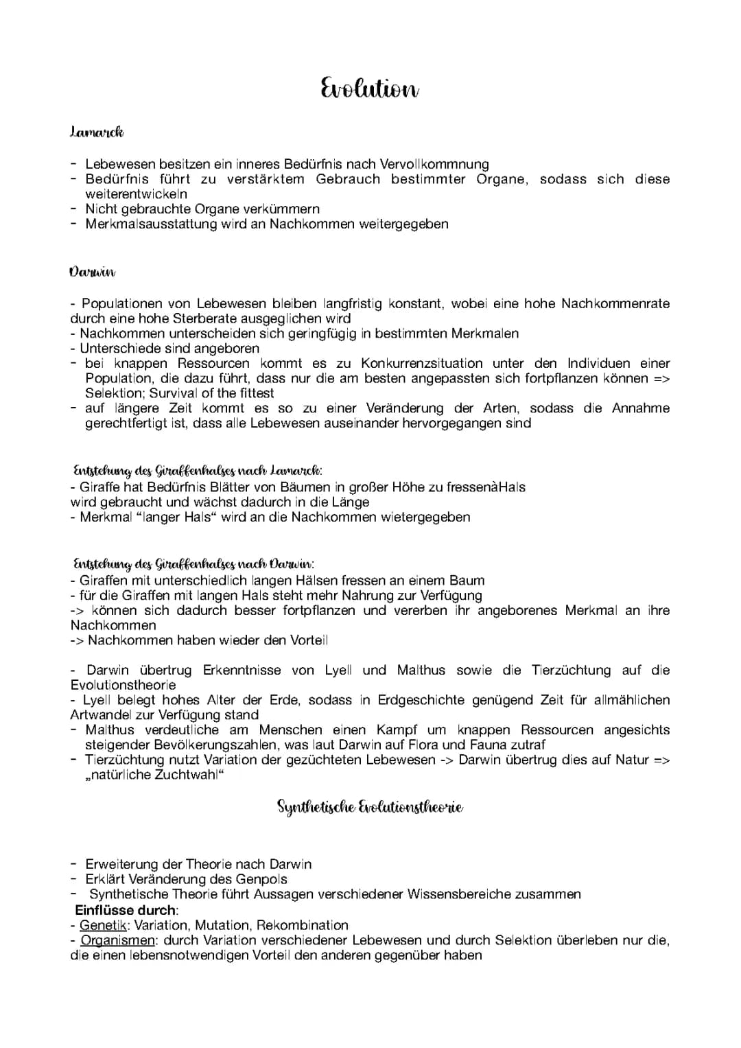 Evolution | Biologie Oberstufe LK