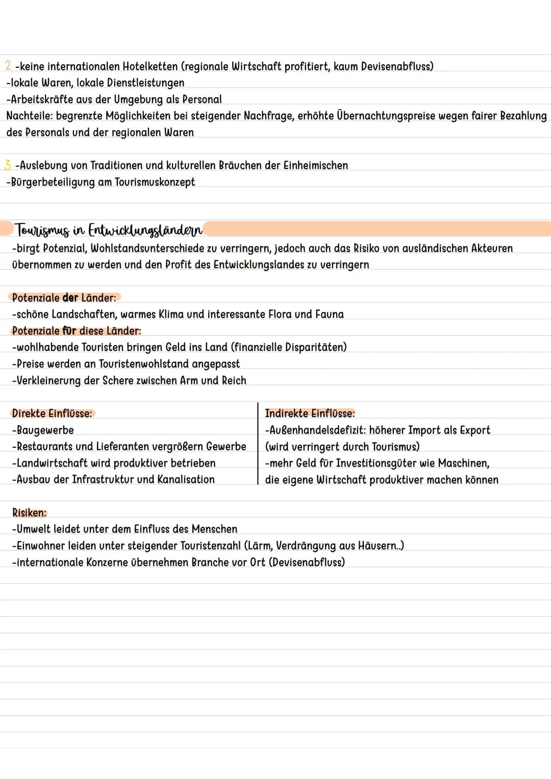 Tourismus
direkte Effekte:
-unmittelbar von Touristen konsumierte und genutzte Güter und Dienstleistungen, z.B. Nahrungsmittel
indirekte Eff