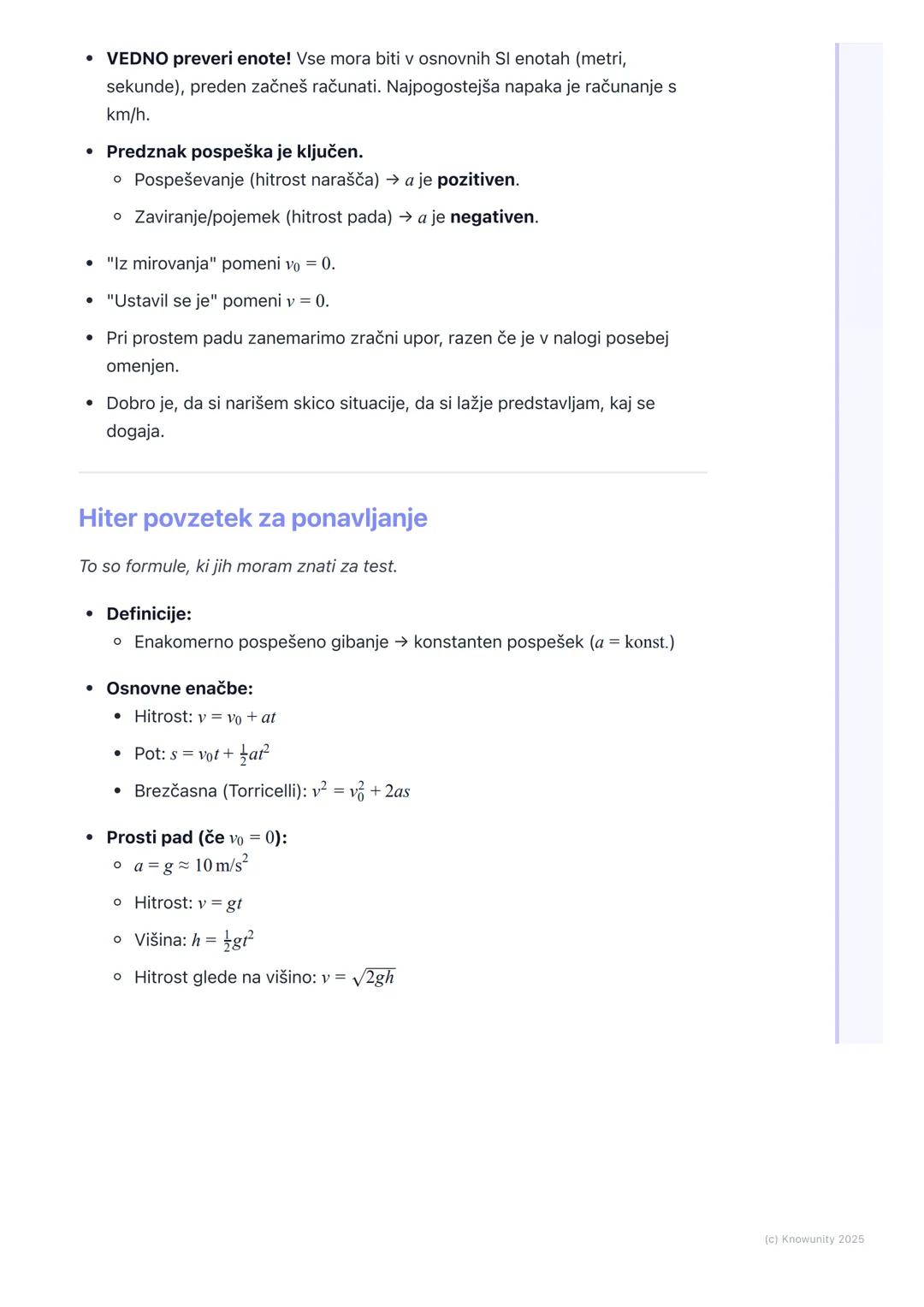 # 2.4. Enakomerno pospešeno
gibanje

Kaj je enakomerno pospešeno gibanje?

To je gibanje, pri katerem se hitrost telesa spreminja enakomerno