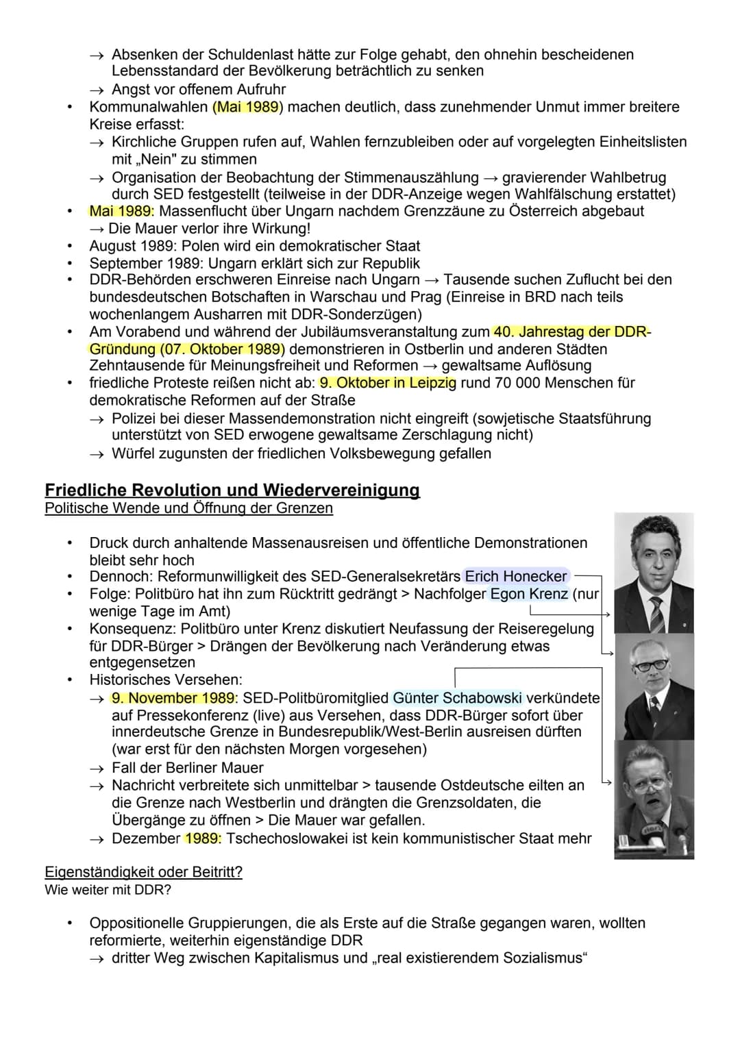 Glasnost und Perestroika
Reformen in der Sowjetunion
Probleme des Sozialismus
Der Zusammenbruch des SED-Regimes im Herbst 1989 kam für die m