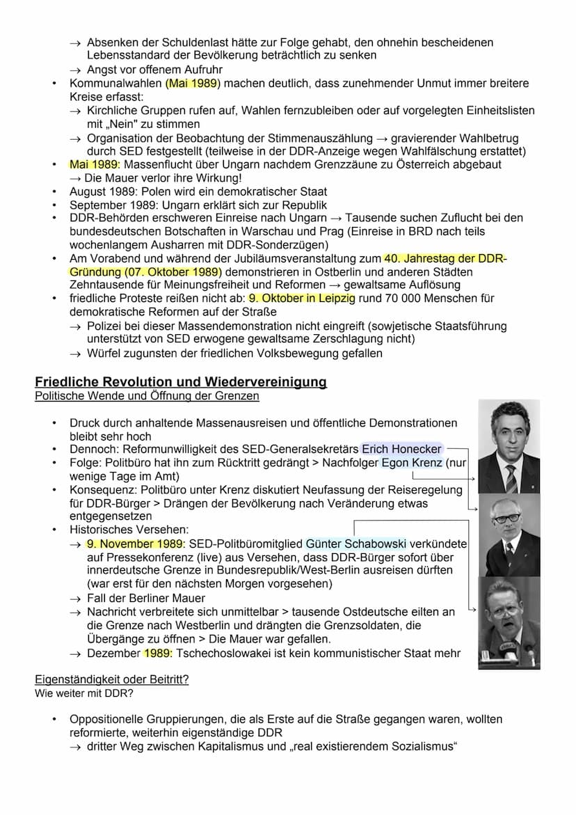 Glasnost und Perestroika
Reformen in der Sowjetunion
Probleme des Sozialismus
Der Zusammenbruch des SED-Regimes im Herbst 1989 kam für die m