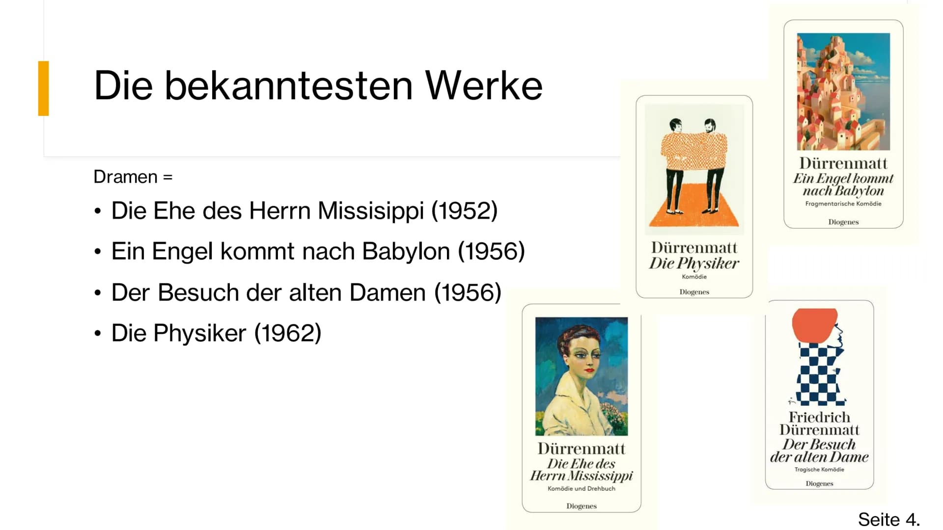 Friedrich
Dürrenmatt
,,Ein Schriftsteller kann die Welt im
besten Fall beunruhigen, im
seltensten Fall beeinflussen-
verändern nie". Inhalts