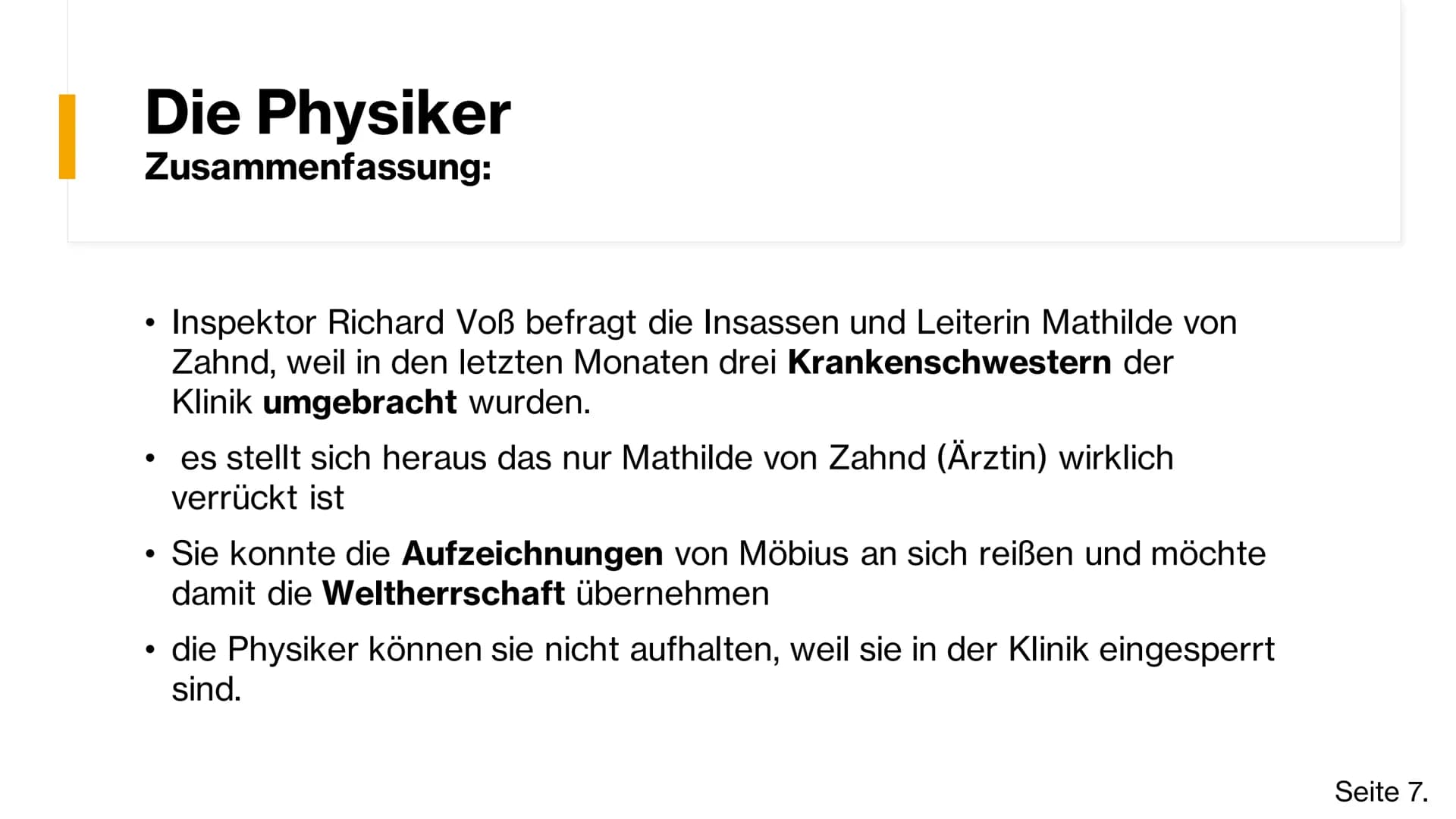 Friedrich
Dürrenmatt
,,Ein Schriftsteller kann die Welt im
besten Fall beunruhigen, im
seltensten Fall beeinflussen-
verändern nie". Inhalts