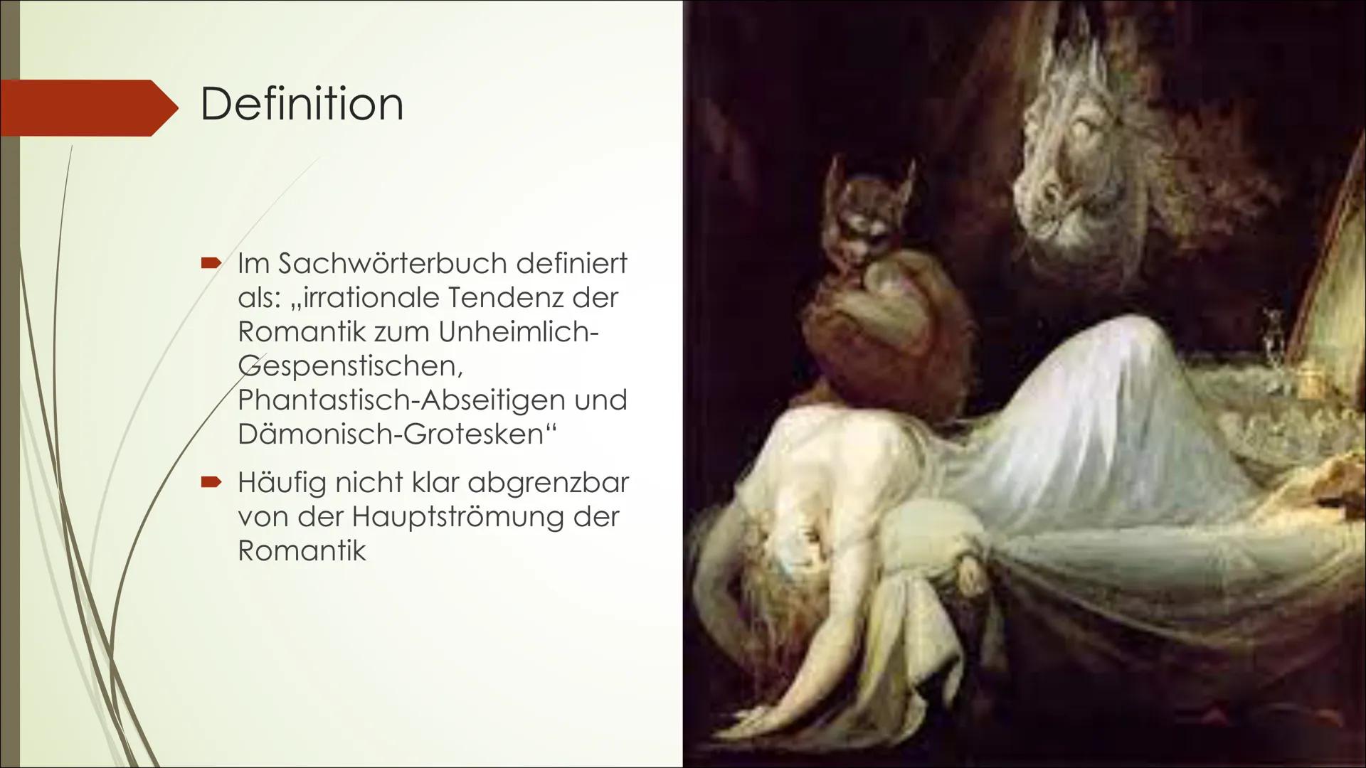 # Schwarze Romantik

Die dämonische Epoche # Inhalt

► Die schwarze Romantik

■ Definition

► Entwicklung

► Wesentliche Merkmale

► Zentral