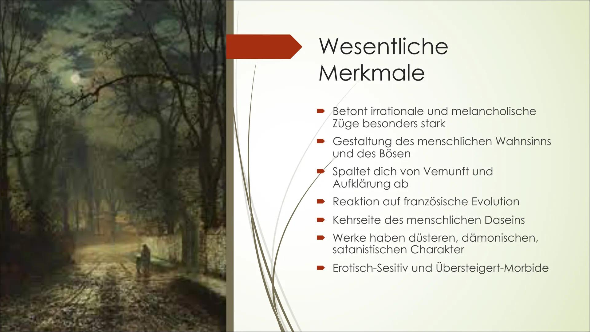 # Schwarze Romantik

Die dämonische Epoche # Inhalt

► Die schwarze Romantik

■ Definition

► Entwicklung

► Wesentliche Merkmale

► Zentral