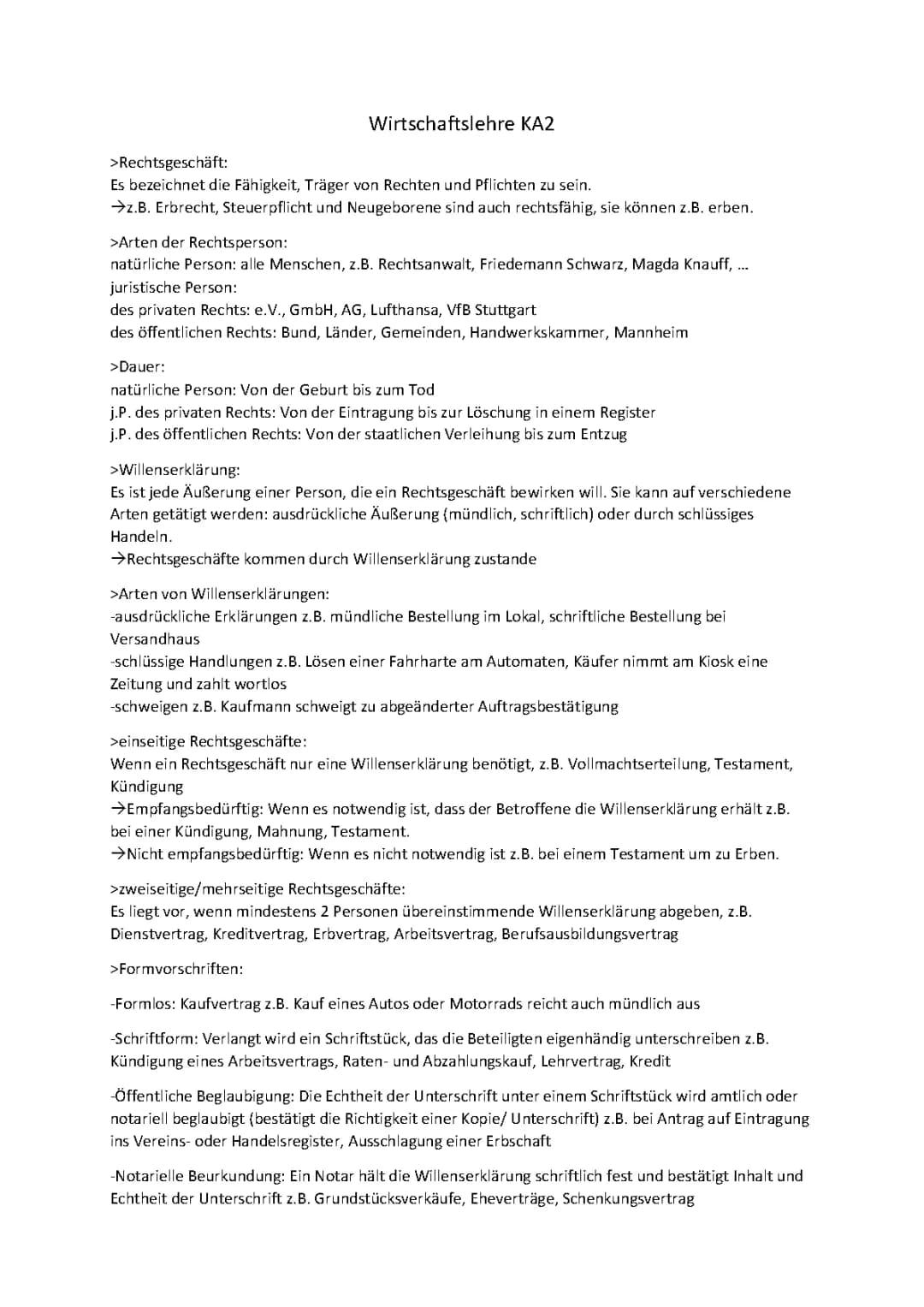 Natürliche und Juristische Personen & Willenserklärungen für Kids