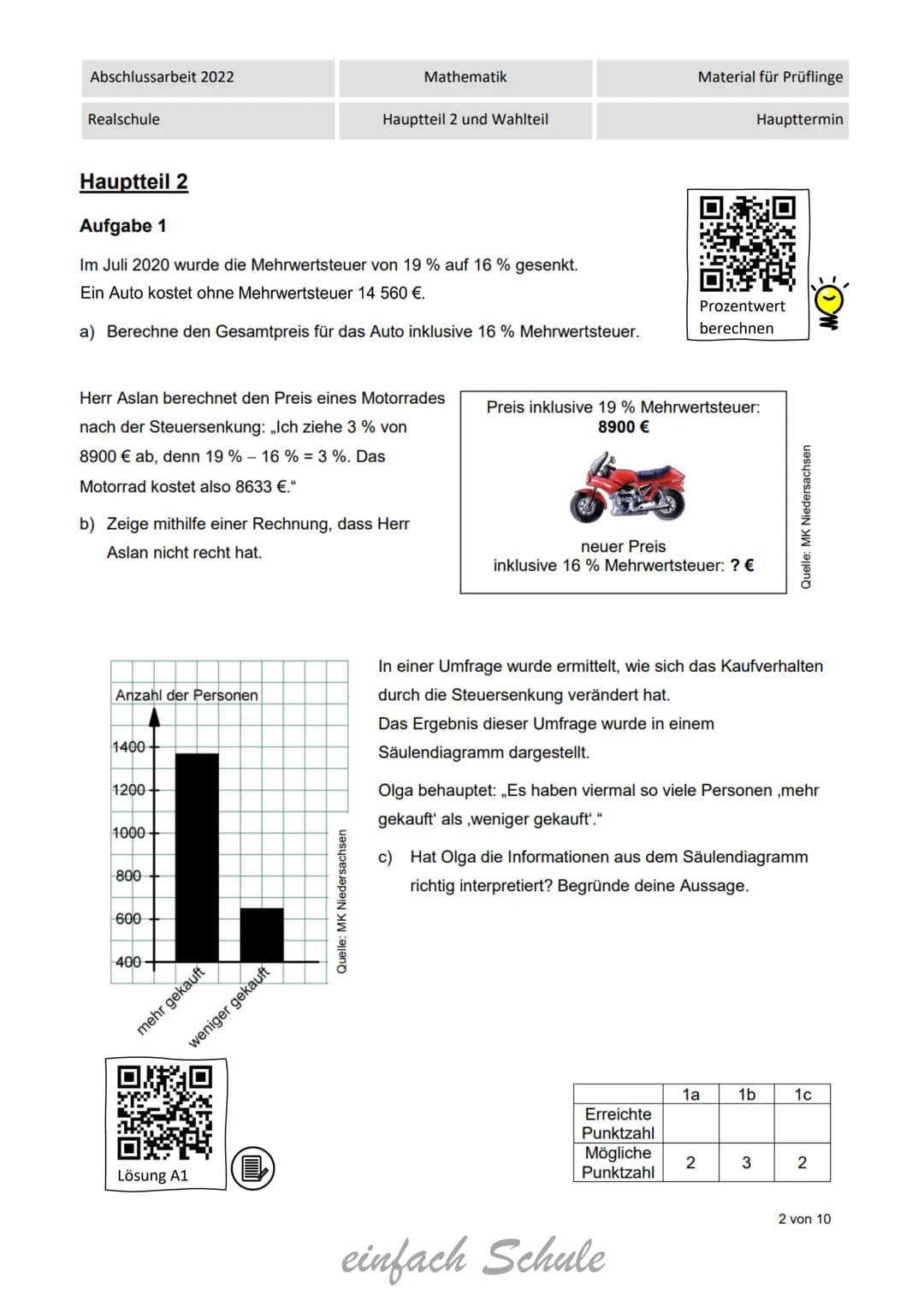 Trainingsheft
Abschlussprüfung
mittlerer Schulabschluss
Realschulabschluss
Mathematik
- Band 2 -
einfach Schule
...damit kannst Du rechnen!

