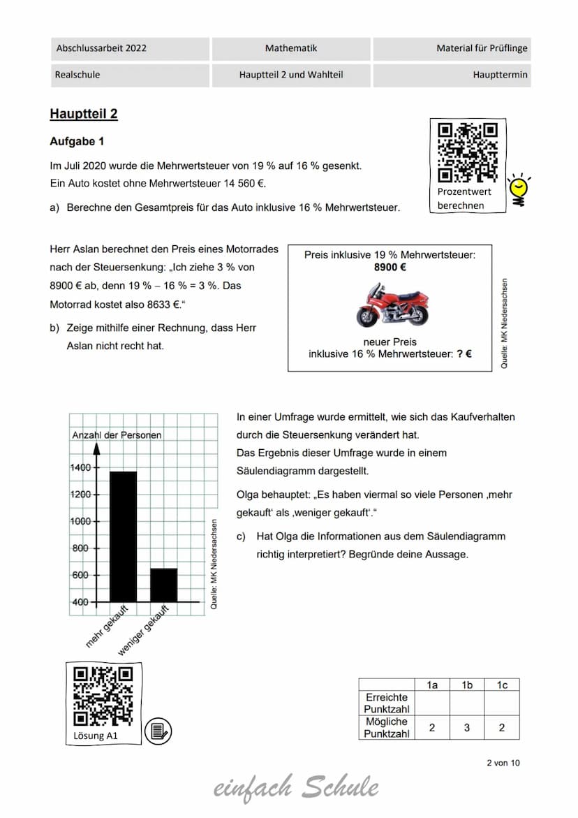 Trainingsheft
Abschlussprüfung
mittlerer Schulabschluss
Realschulabschluss
Mathematik
- Band 2 -
einfach Schule
...damit kannst Du rechnen!
