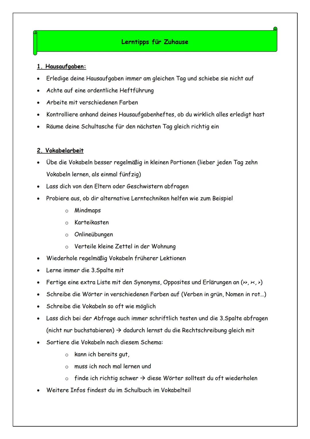 REALSCHULE
IM
RUPERTIWINKKEL
Staatliche Realschule für Knaben Freilassing
Lerntipps
für
Englisch
und
Französisch
粉 1. Hausaufgaben:
Erledige