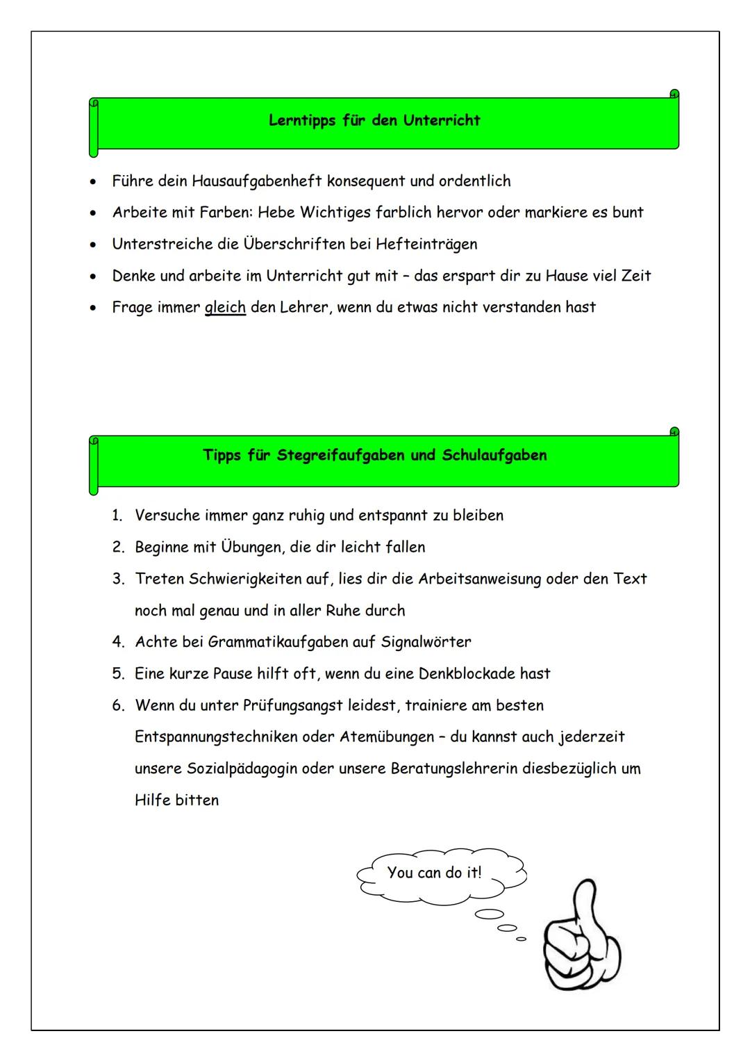 REALSCHULE
IM
RUPERTIWINKKEL
Staatliche Realschule für Knaben Freilassing
Lerntipps
für
Englisch
und
Französisch
粉 1. Hausaufgaben:
Erledige