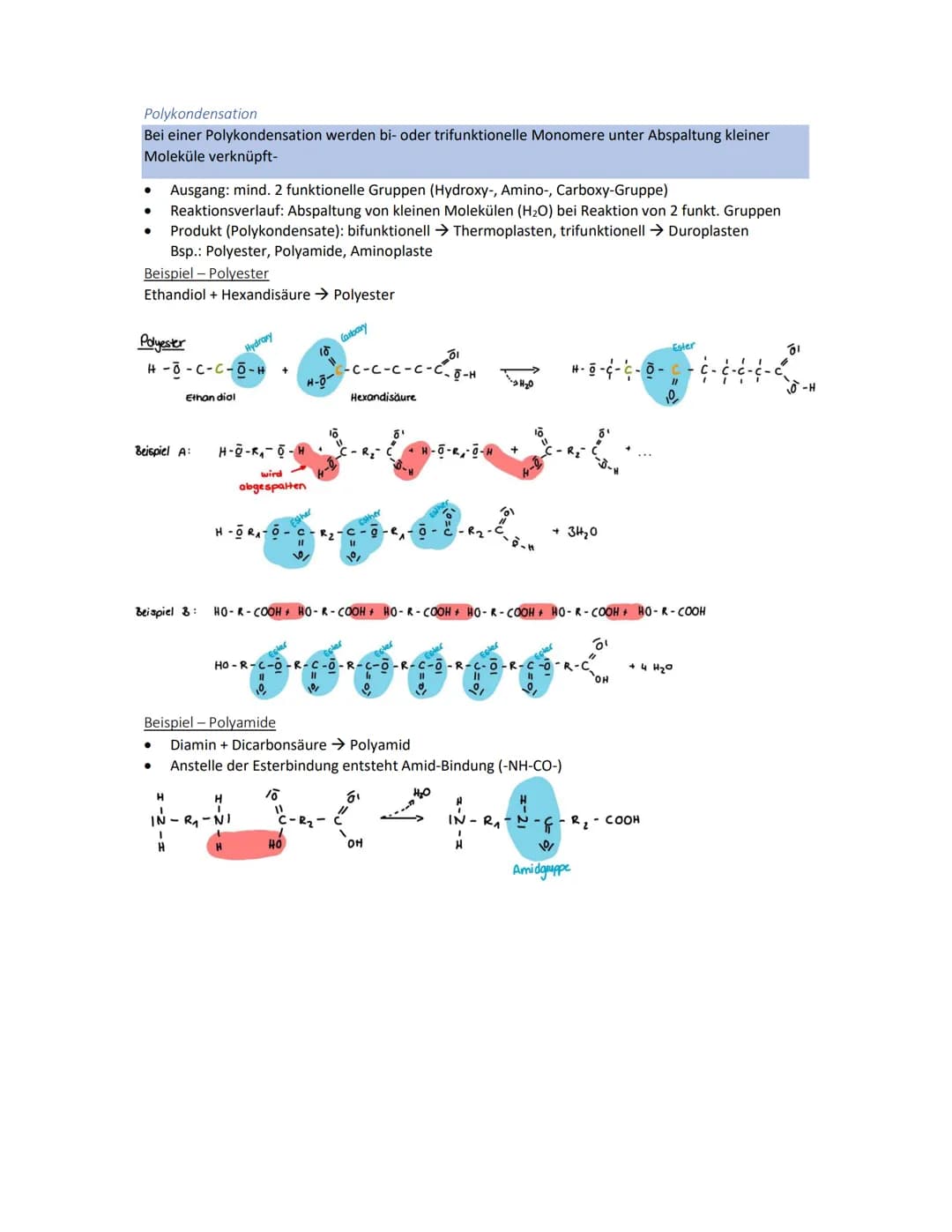 Kunststoffe
Aufbau
Kunststoffe bestehen aus Makromolekülen
Bei Synthese reagieren gleiche Grundbausteine, die Monomere zu Polymeren
Eigensch