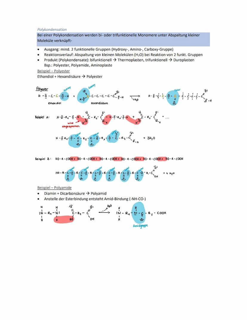 Kunststoffe
Aufbau
Kunststoffe bestehen aus Makromolekülen
Bei Synthese reagieren gleiche Grundbausteine, die Monomere zu Polymeren
Eigensch