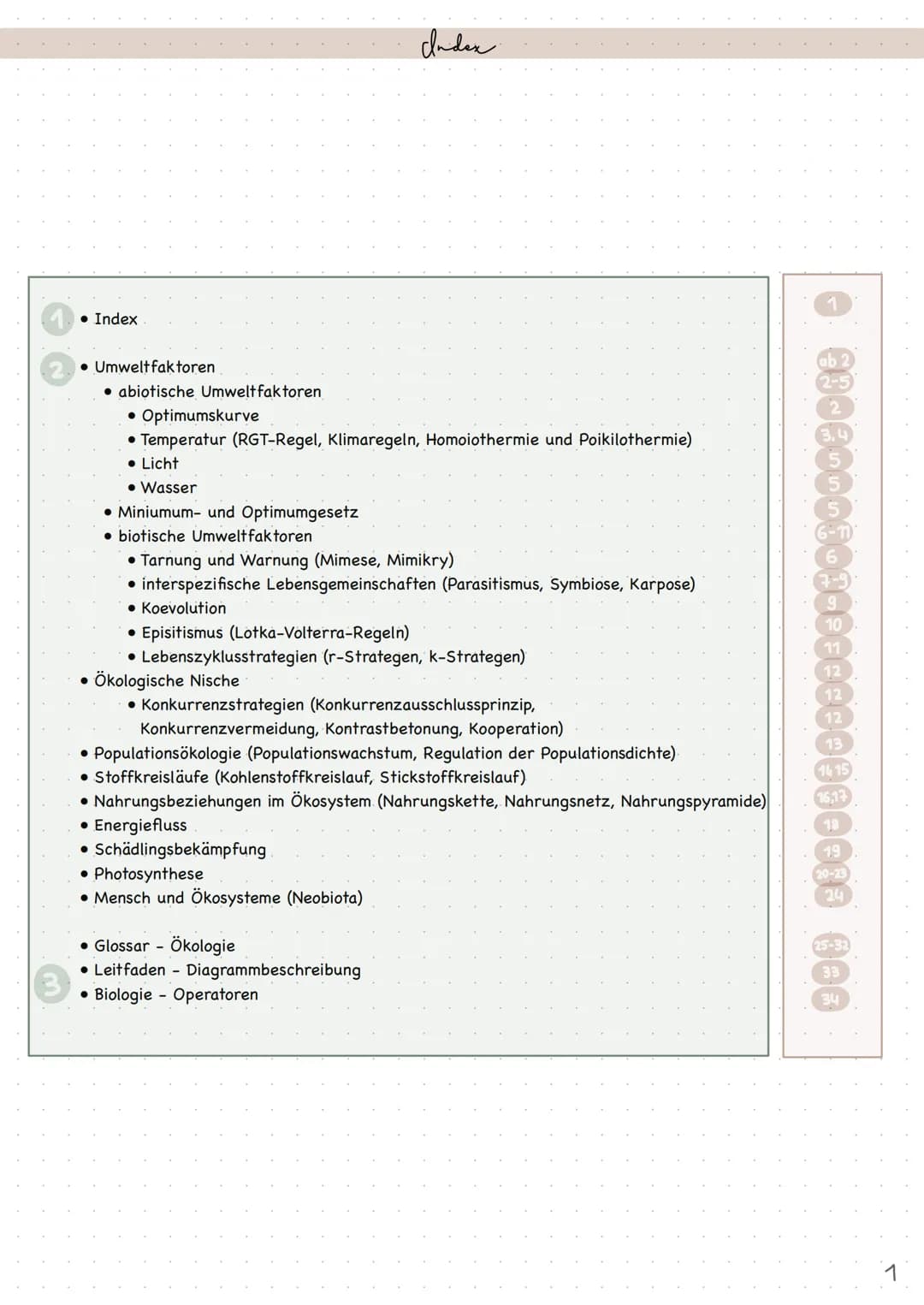 Biologie
Ökologie • Index
Umweltfaktoren
●
abiotische Umweltfaktoren
• Optimumskurve
• Temperatur (RGT-Regel, Klimaregeln, Homoiothermie und