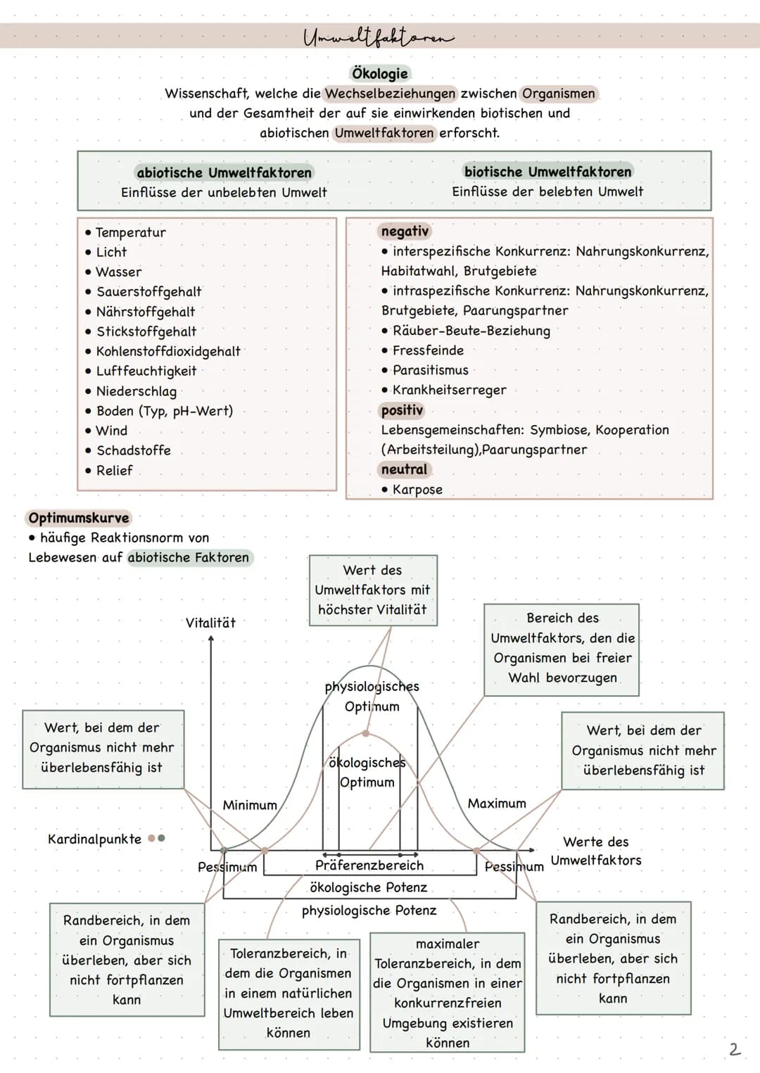 Biologie
Ökologie • Index
Umweltfaktoren
●
abiotische Umweltfaktoren
• Optimumskurve
• Temperatur (RGT-Regel, Klimaregeln, Homoiothermie und