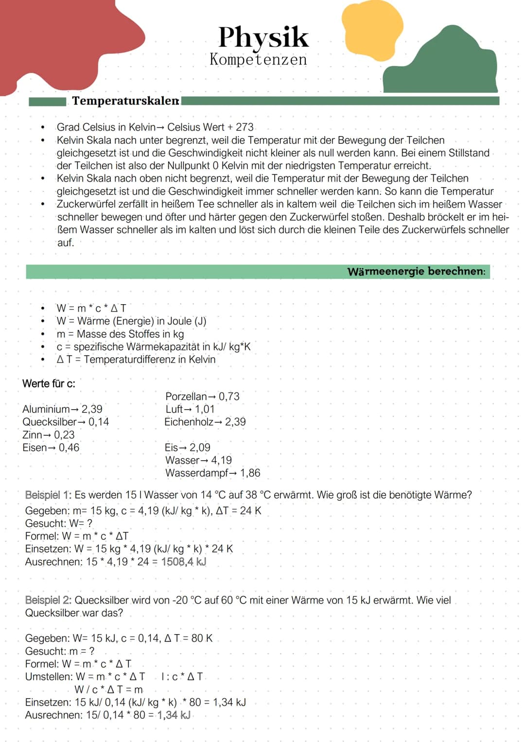 Temperaturskalen|
Grad Celsius in Kelvin→ Celsius Wert + 273
Kelvin Skala nach unter begrenzt, weil die Temperatur mit der Bewegung der Teil