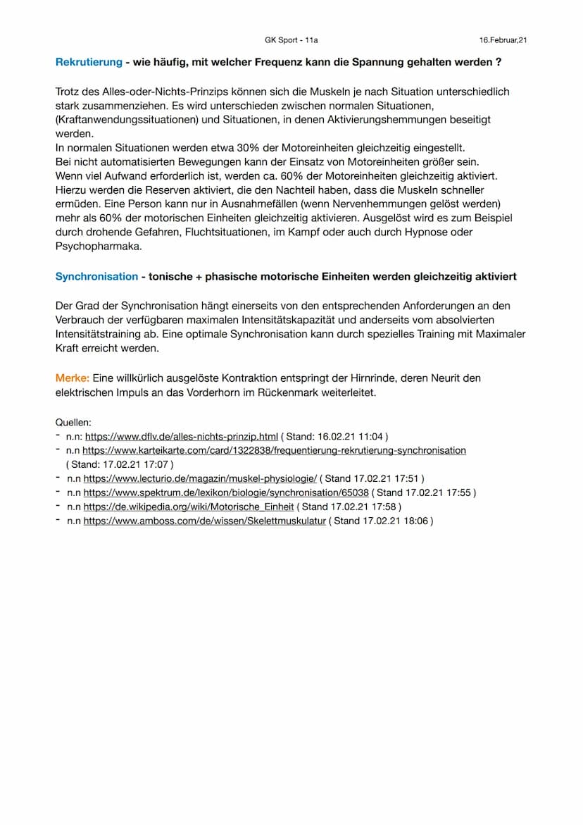 GK Sport - 11a
Aktiver Bewegungsapparat - Motorische Einheit
2. Motorische Einheit
16.Februar,21
"Die motorische Einheit ist für das Zustand