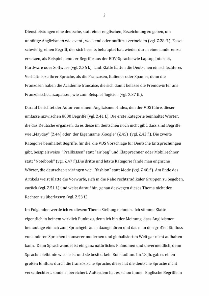 1
Textgebundene Erörterung „Gebt Prallkissen und Klapprechner eine Chance!"
Sprache hat sich schon immer verändert und weiter entwickelt, da
