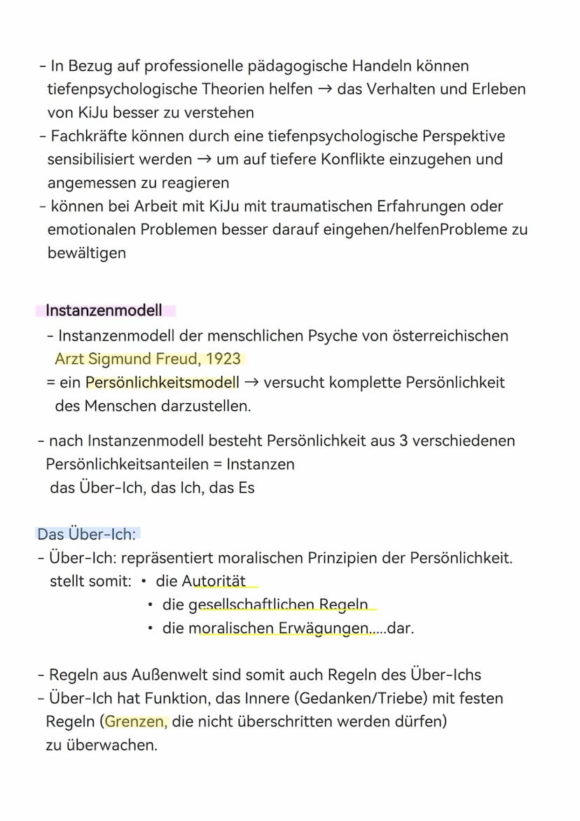 2.2 Tiefenpsychologie
- tiefenpsychologische Theorien gehen davon aus, dass das
menschliche Erleben und Verhalten auf unbewussten psychische