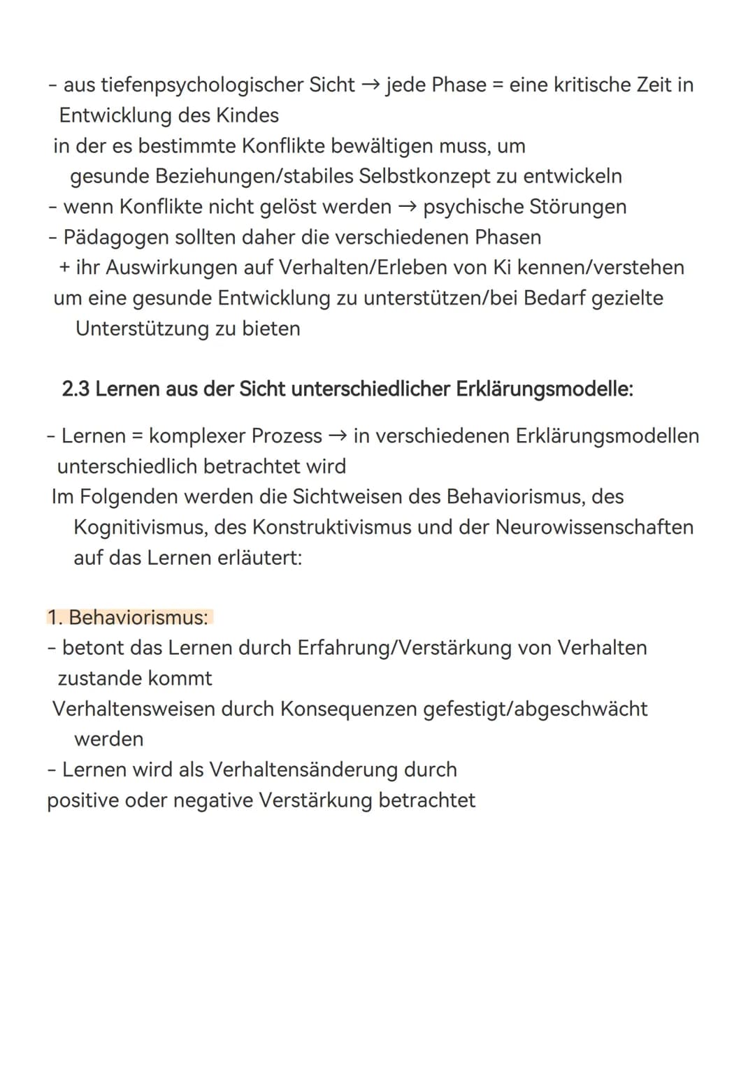 2.2 Tiefenpsychologie
- tiefenpsychologische Theorien gehen davon aus, dass das
menschliche Erleben und Verhalten auf unbewussten psychische