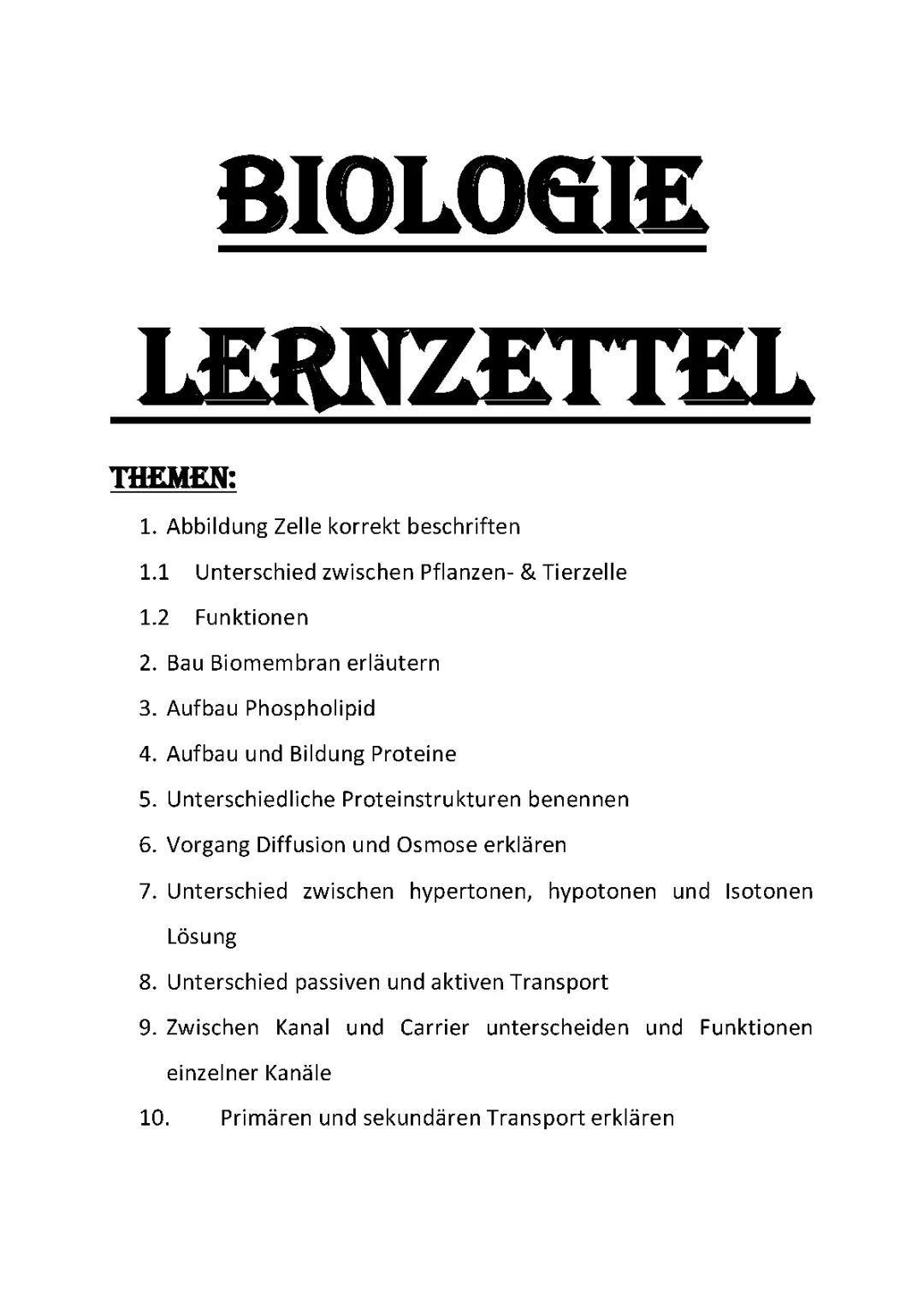 Tierzelle und Pflanzenzelle: Vergleich Arbeitsblatt und Funktionen