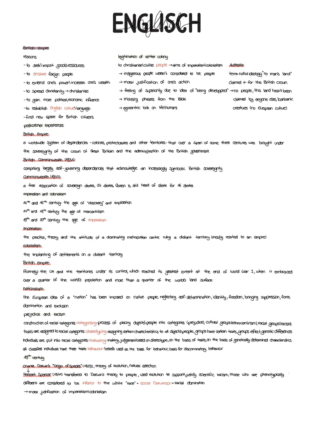 ENGLISCH
British Empire
reasons
- to seek limpart goods ressources
- to enslave foreign people
- to extend one's power increase one's wealth