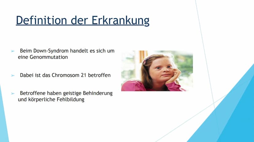 DOWN-SYNDROM
TRISOMIE 21 Inhaltsverzeichnis
1. Definition der Erkrankung
2. Mutation
3. Ursache
4. Formen der Erkrankung
Freie Trisomie 21
T