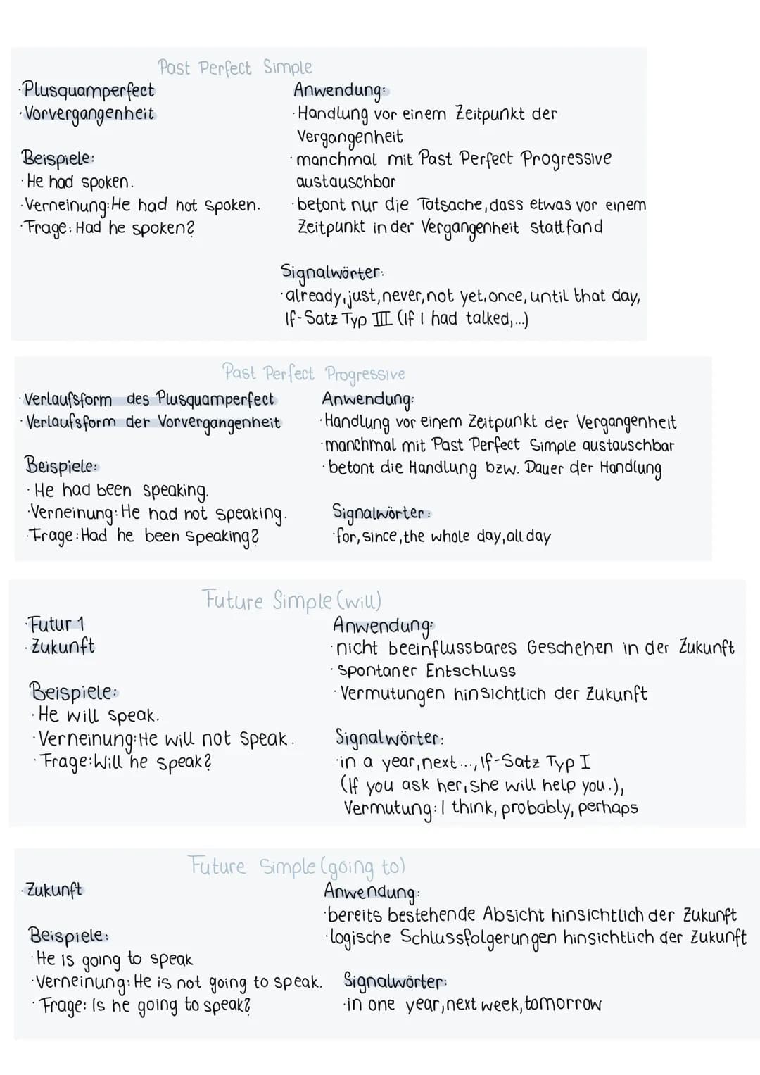 -Die einfache Gegenwart
-Präsens
Beispiele
• He speaks
-Verneinung: He does not speak.
Frage: Does he Speak?
Verlaufsform des Präsens
Beispi