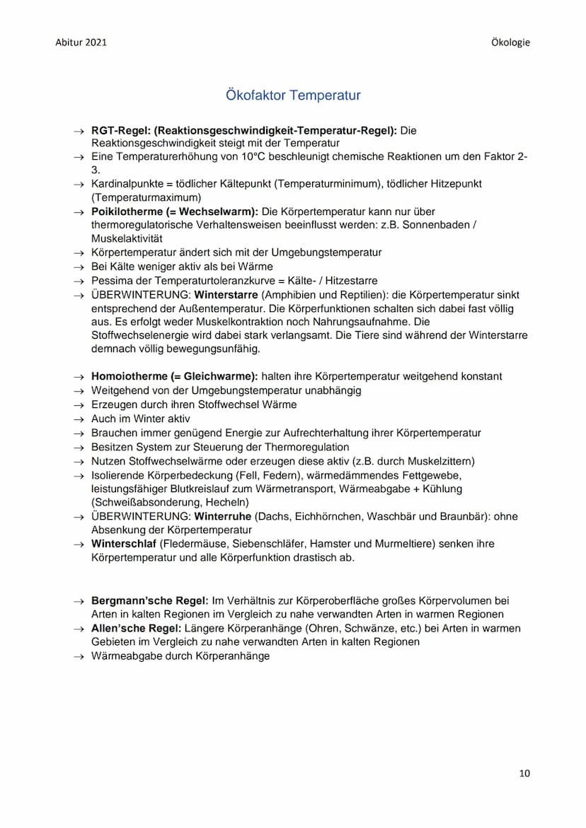 Abitur 2021
●
●
●
Biotop: bestimmter Lebensraum mit bestimmten Gegebenheiten: bestimmte abiotische
Faktoren (Klima, Wasser, Bodenbeschaffenh