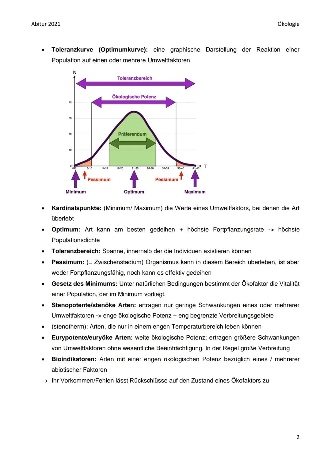Abitur 2021
●
●
●
Biotop: bestimmter Lebensraum mit bestimmten Gegebenheiten: bestimmte abiotische
Faktoren (Klima, Wasser, Bodenbeschaffenh