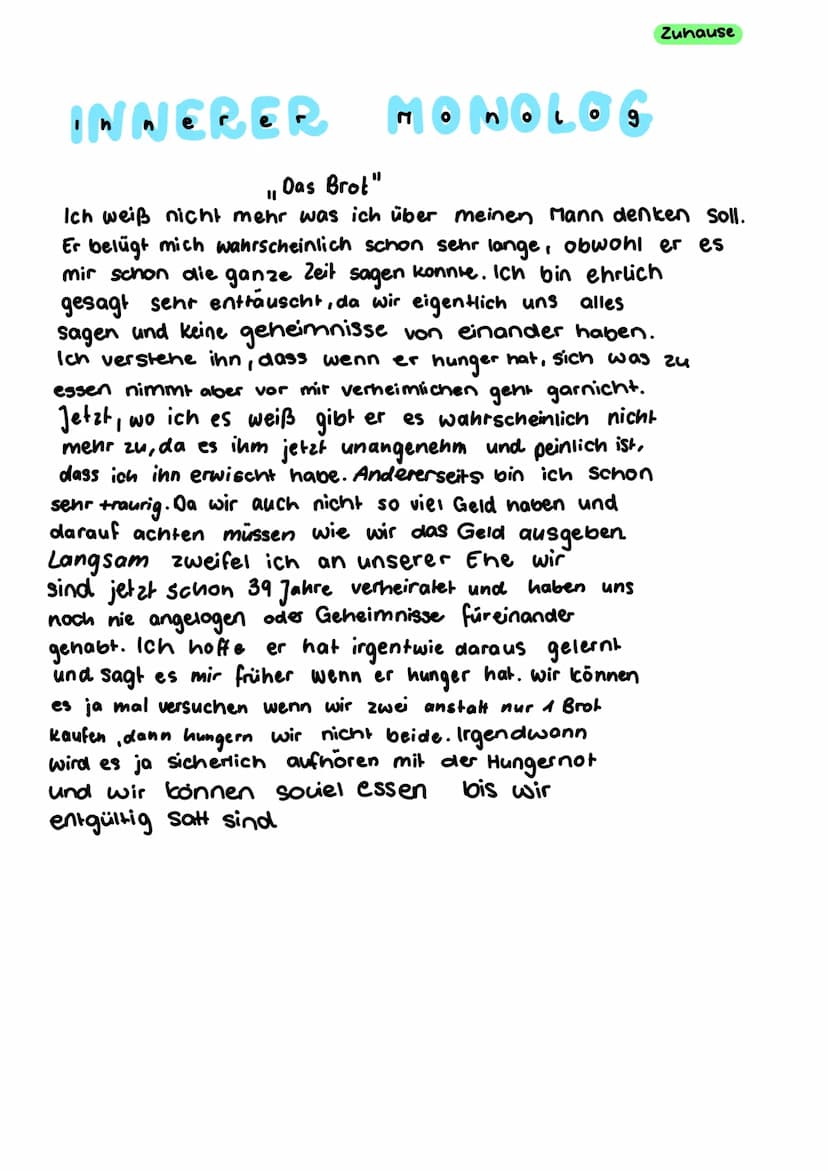  Schule
Dienstag, 7. Dezember
Textsortenbestimmung zur kurzgeschichte "Das Brot"
Bei dem Text handelt es sich um eine Kurzgeschichte da der
