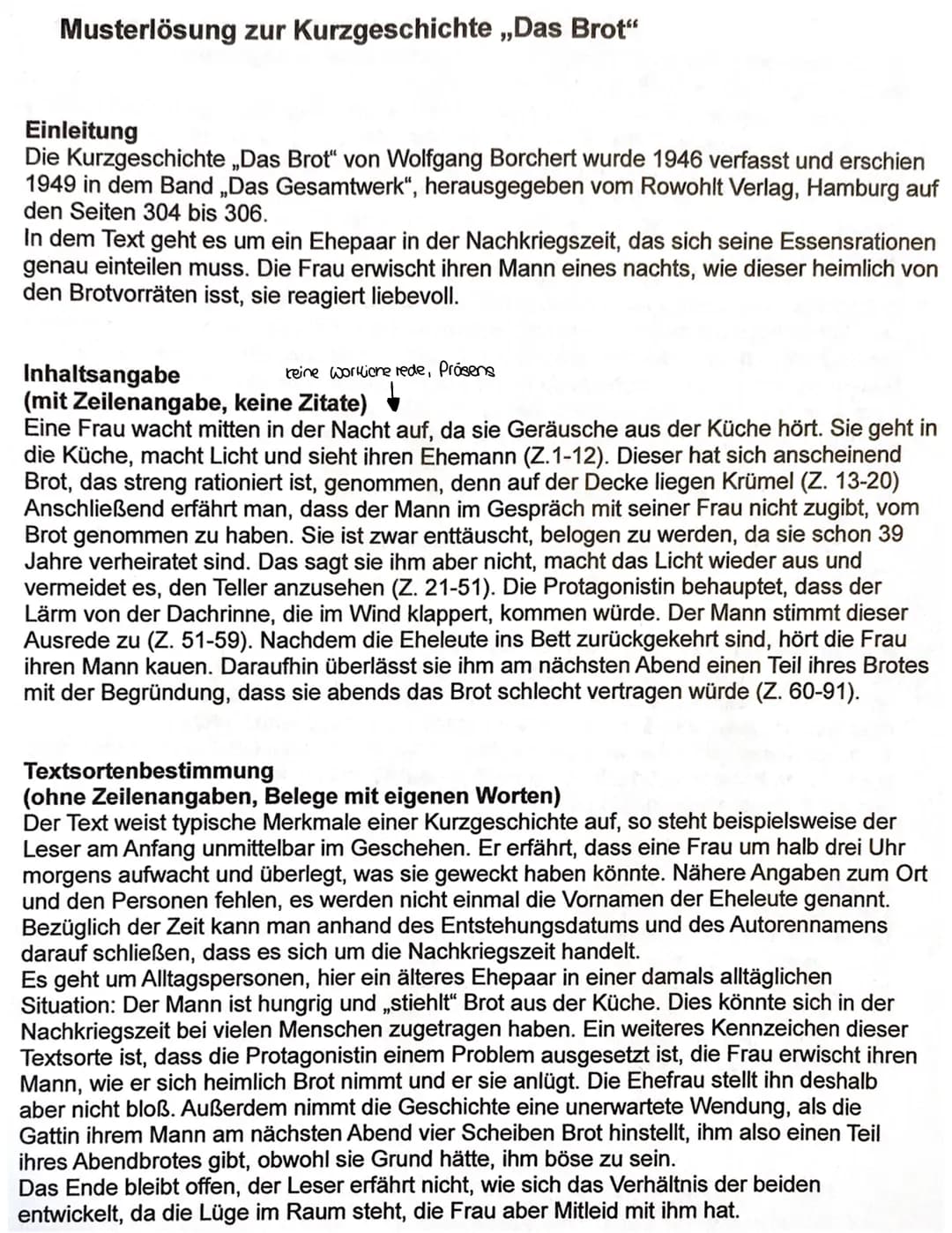  Schule
Dienstag, 7. Dezember
Textsortenbestimmung zur kurzgeschichte "Das Brot"
Bei dem Text handelt es sich um eine Kurzgeschichte da der
