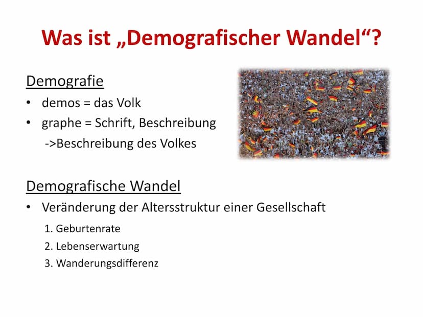 
<h2 id="demografischerwandeldefinition">Demografischer Wandel Definition</h2>
<p>Der demografische Wandel bezeichnet die Veränderung der Al