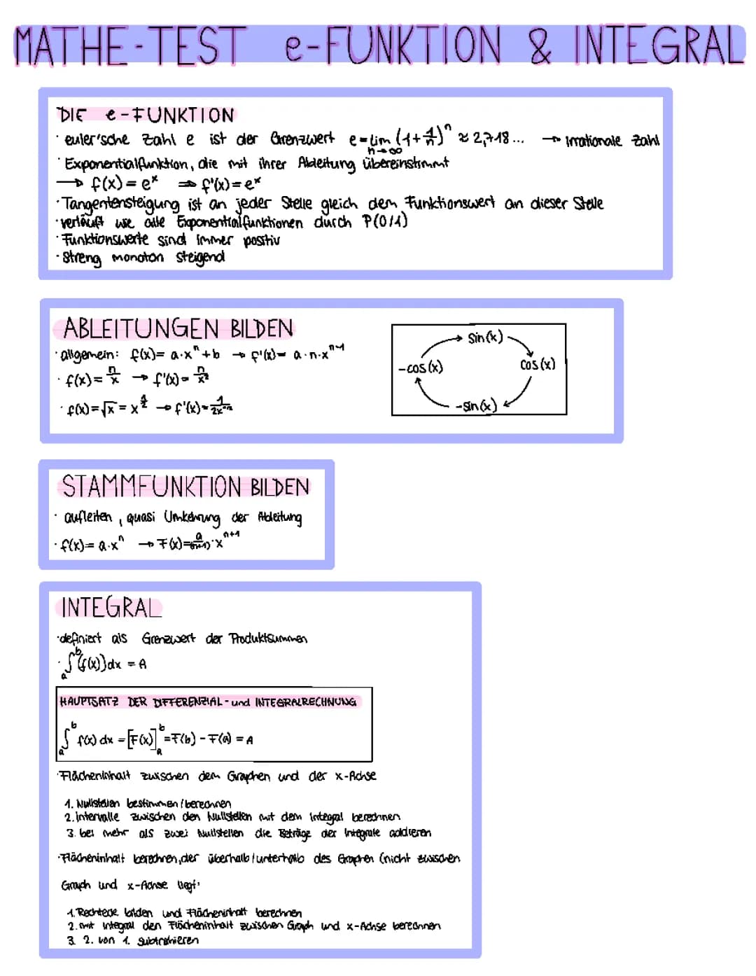 integral und e-Funktion Zusammenfassung