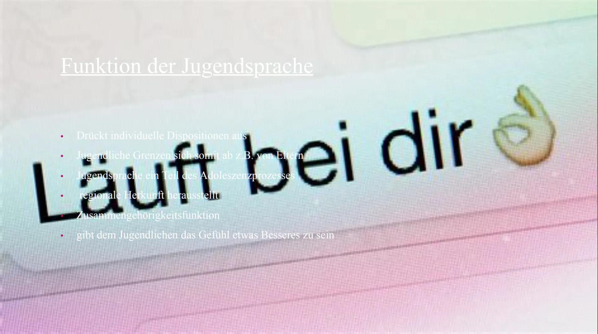 100%
JUGEND
T
2
15
Jugendsprache
HACHE CO
LIEBES MATHEBUCH, BITTE WETZDE ETZWACHSEN
AND LOS DEINE PROBLEME ALLENE!
WORTERBUCH
DER JUGENDSPRA