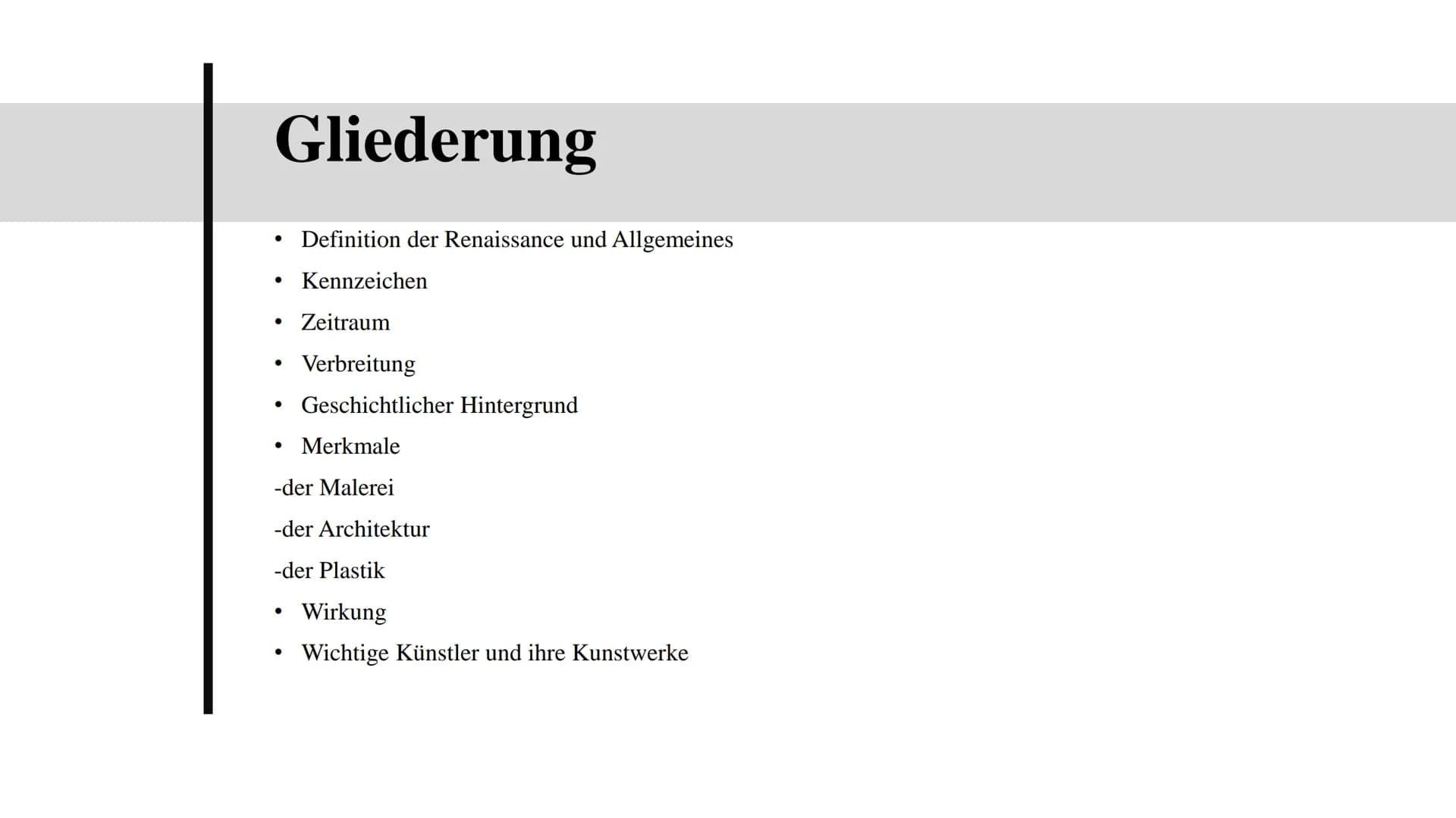 Renaissance
Eine Präsentation von Gleranda Altu Gliederung
●
●
Definition der Renaissance und Allgemeines
Kennzeichen
●
Zeitraum
Verbreitung