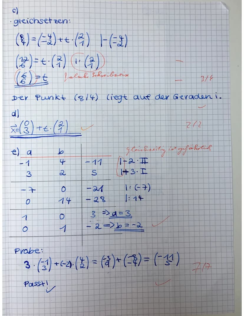 Nr. 1
a)
1. Funktion:
У-уг
X1-x2
m=
·b
6 = - ²3/3² · (-1) + b
6
5 = ³²/3² +b 1 = ²/1/²0
27=6=52²
g(x) = -x + 5 룸
6-3
=-=-=-4 = = = -3
3
-S
+