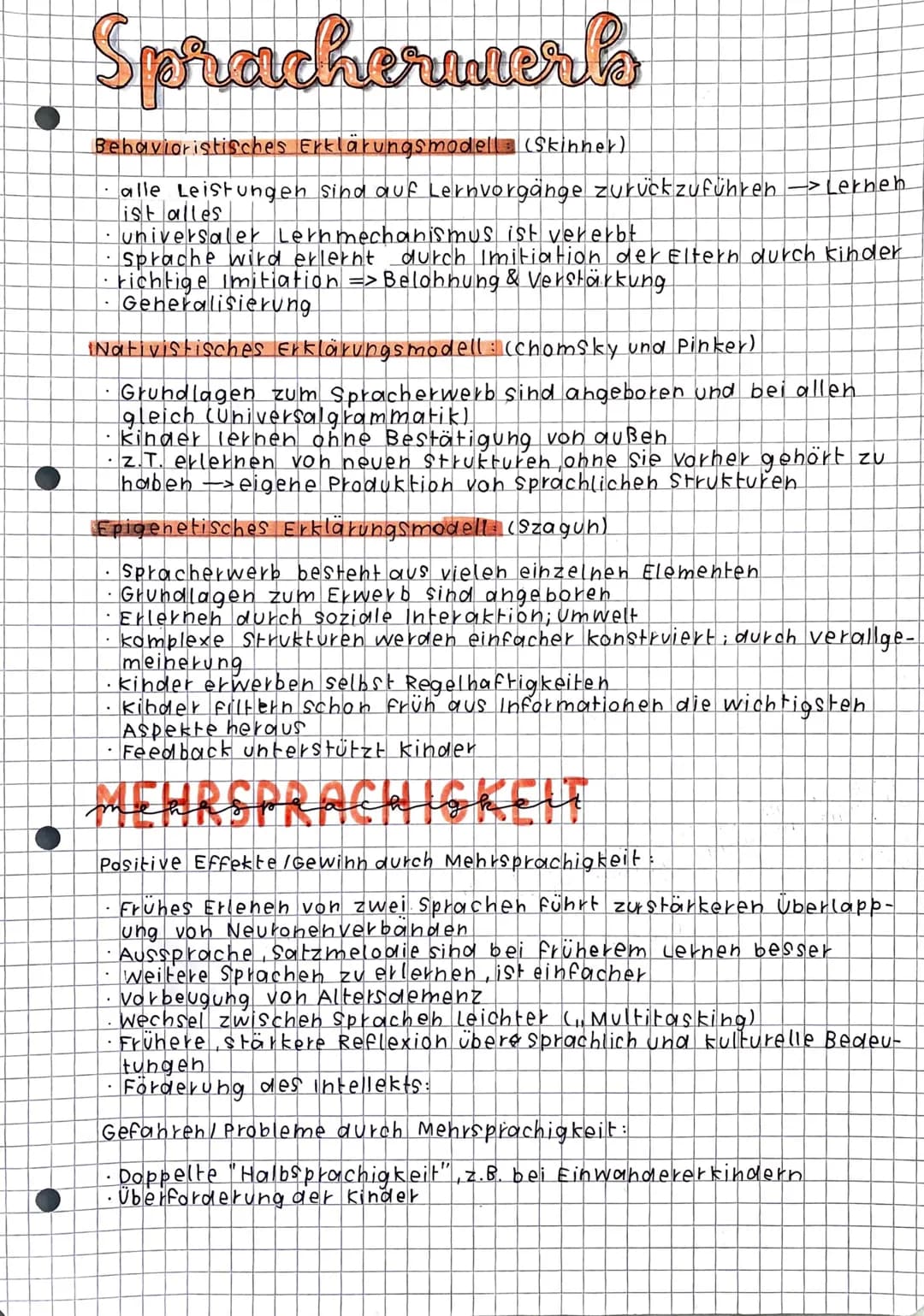 Spracherwerl
Behavioristisches Erklärungsmodel (Skinner)
alle Leistungen sind auf Lernvorgänge zurückzuführen Lernen
ist alles
universaler L