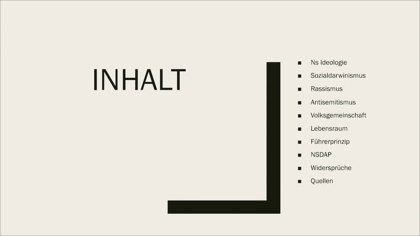 NS-IDEOLOGIE
Hitler
Eine Patchwork-Ideologie voller Wiedersprüche
Rob INHALT
Ns Ideologie
Sozialdarwinismus
Rassismus
■ Antisemitismus
■ Vol