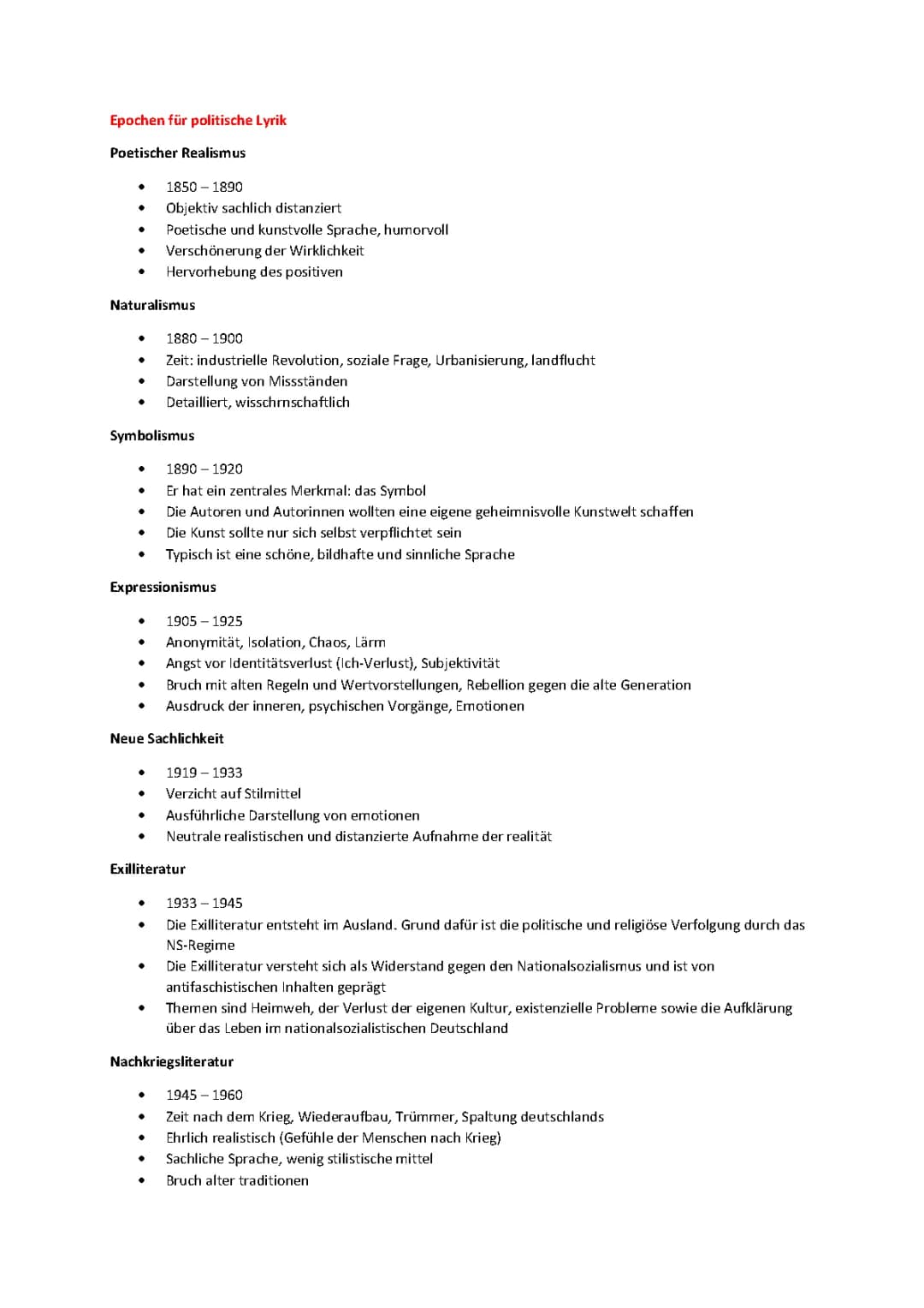Epochen politische Lyrik