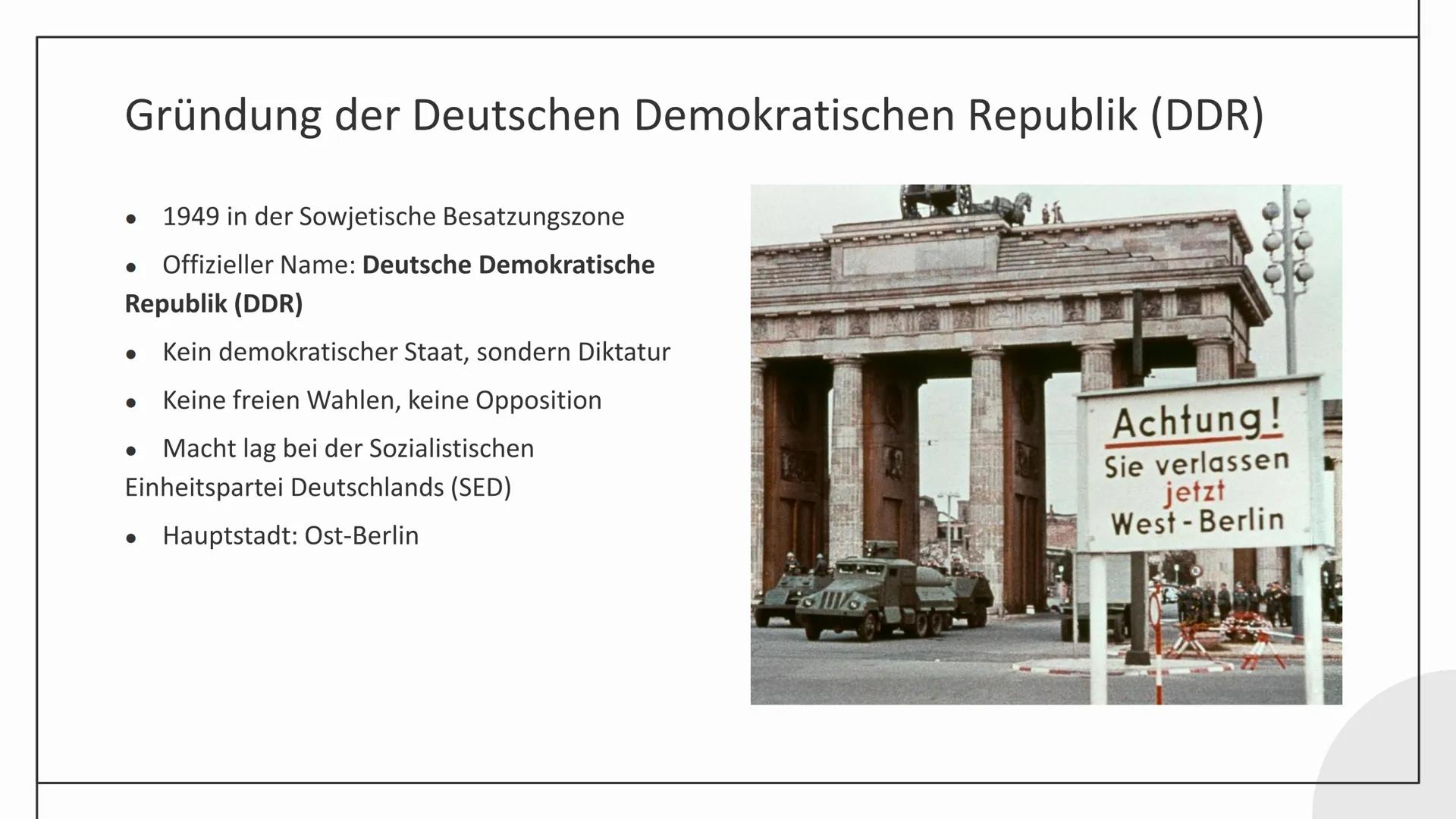 # Teilung
# Deutschlands

Lea Schulte # Gliederung

*   Ausgangssituation nach Kriegsende
*   Marshall-Plan
*   Entstehung der Bundesrepubli