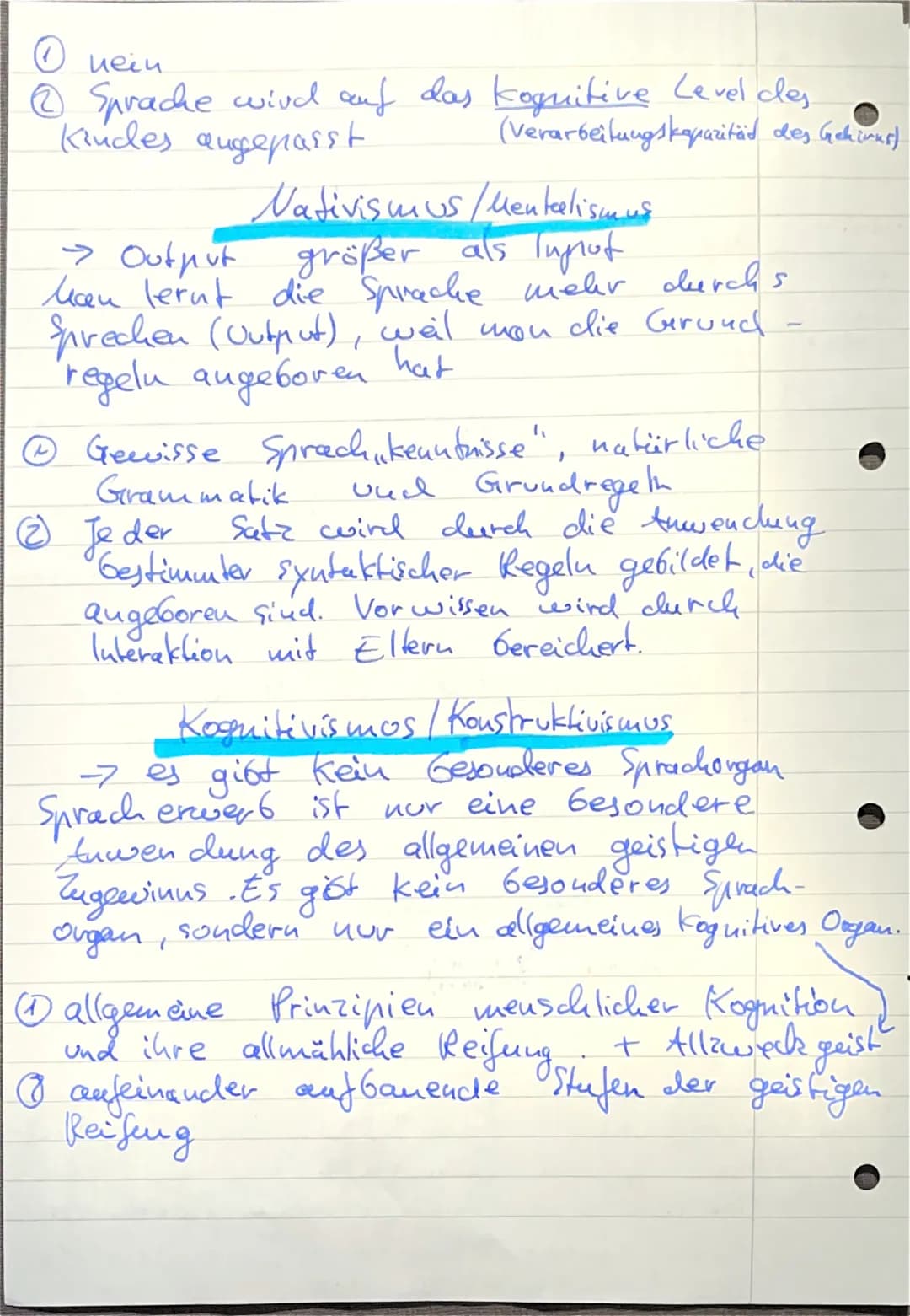 kognitivi
das wahr-
nehmen,
Denken,
Erkennen
Getreffend
2. Deutsch Klausur - Spracherwers
4 Theorien:
→ Imitation (Nachahmung)
Alle kognitiv