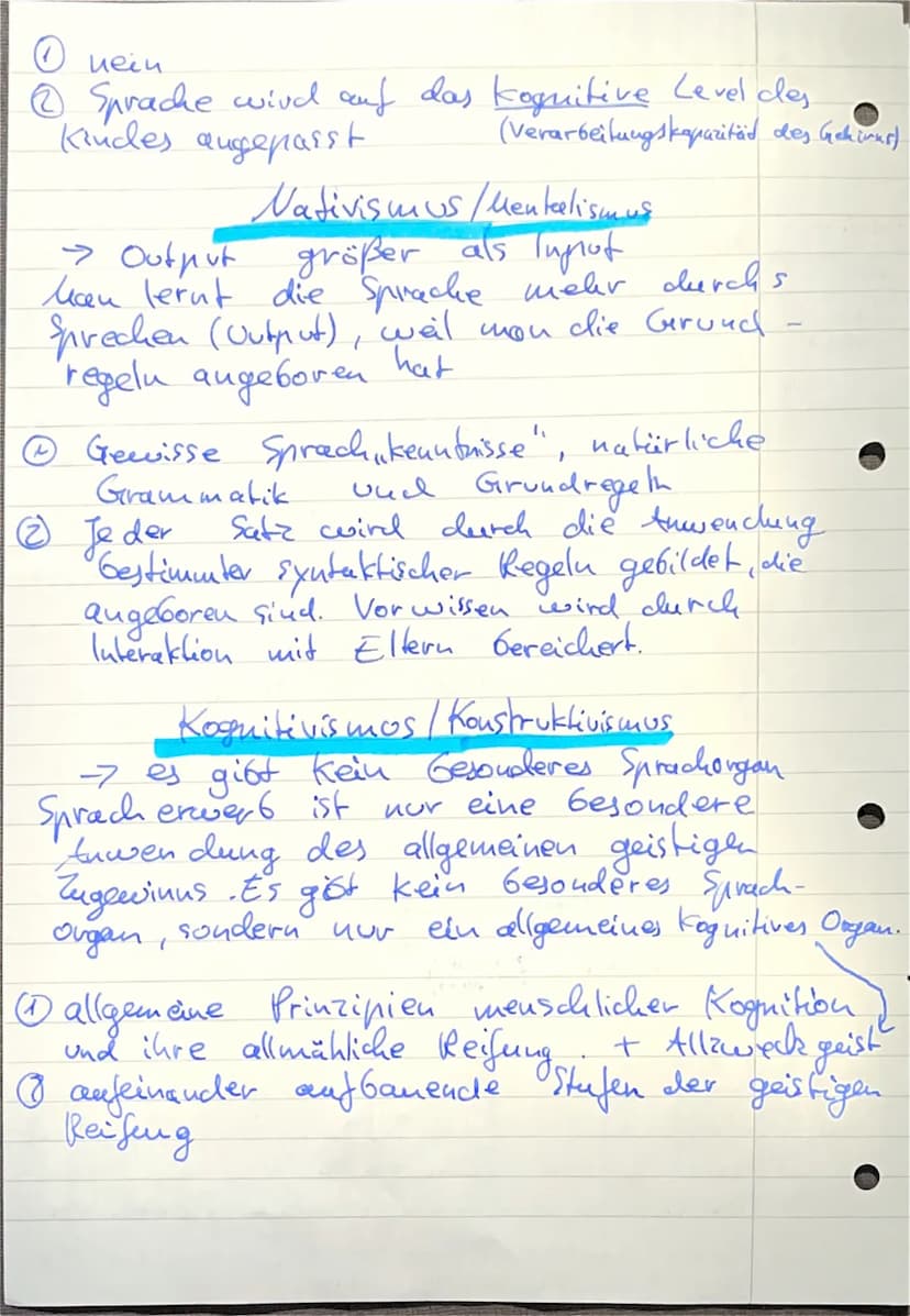 kognitivi
das wahr-
nehmen,
Denken,
Erkennen
Getreffend
2. Deutsch Klausur - Spracherwers
4 Theorien:
→ Imitation (Nachahmung)
Alle kognitiv