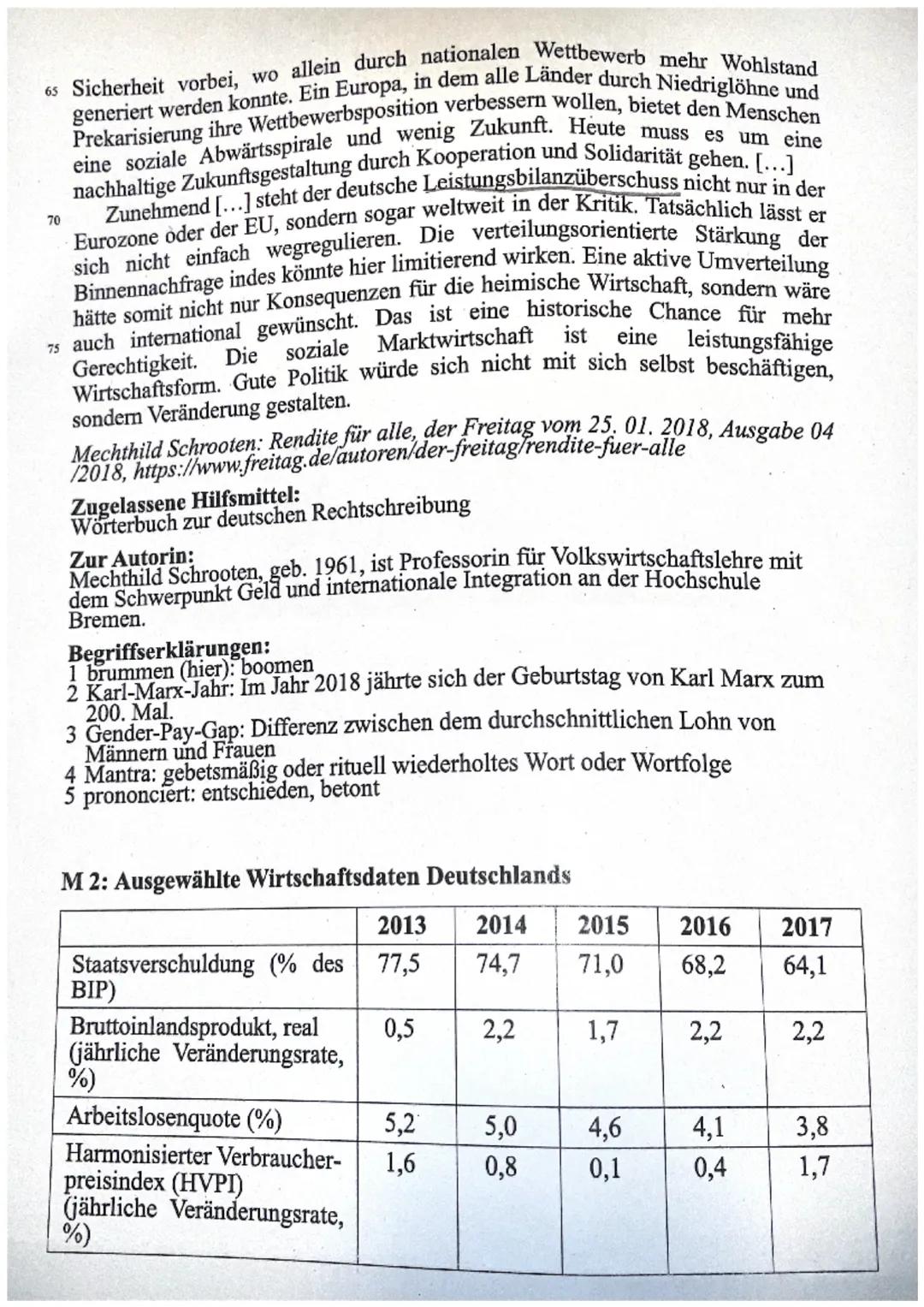 Thema:
Boomende Konjunktur - Höchste Zeit für mehr Umverteilung?
Aufgabenstellung
1. Nennen Sie die Ziele der Wirtschaftspolitik gemäß dem ,