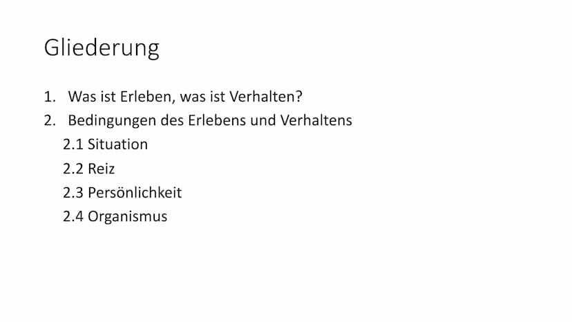 GfS Psychologie - Verhalten und Erleben
Definitionen:
Erleben ist ein von außen nicht wahrnehmbares inneres Geschehen, vor allem mentale Pro