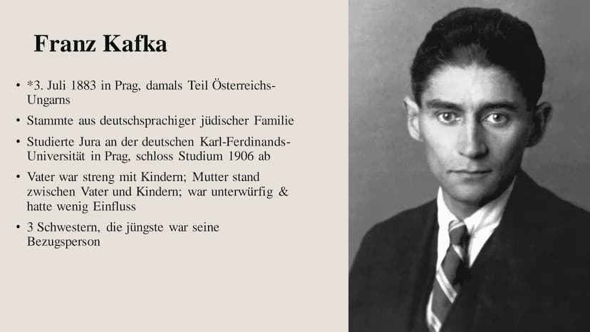 Die Verwand
DIE
VERWANDLUNG
Die Verwandlung
Franz Kafka Inhaltsverzeichnis
Der Autor Franz
Grundlegende
Informationen
Kafka (Biographie,
Bez