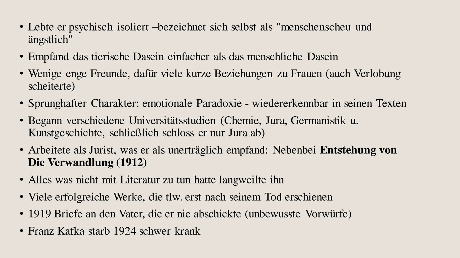 Die Verwand
DIE
VERWANDLUNG
Die Verwandlung
Franz Kafka Inhaltsverzeichnis
Der Autor Franz
Grundlegende
Informationen
Kafka (Biographie,
Bez