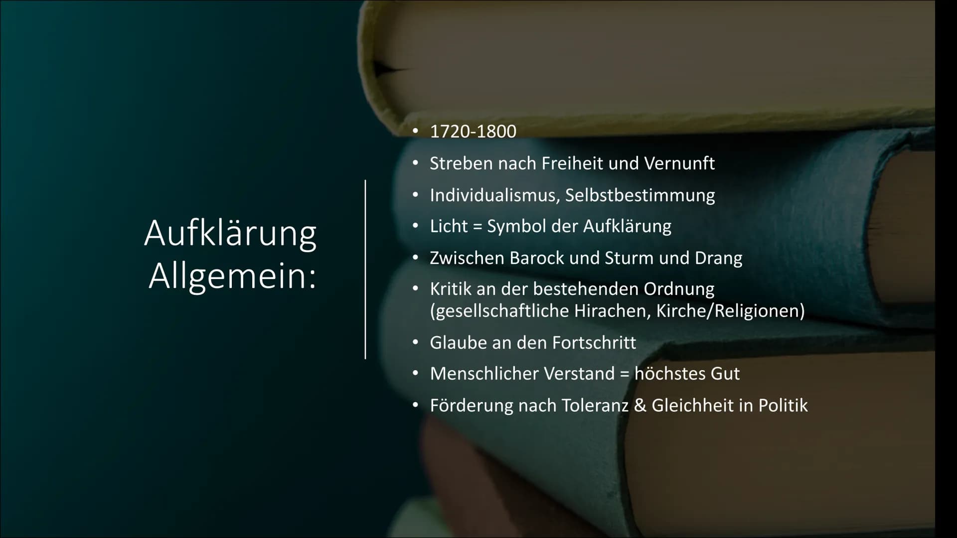 6
Epoche der Aufklärung
Von Amely, Charlotte und Ida
KILT
Theil Inhaltsverzeichnis
●
●
●
●
●
Allgemeines zur Aufklärung
Historischer Kontext