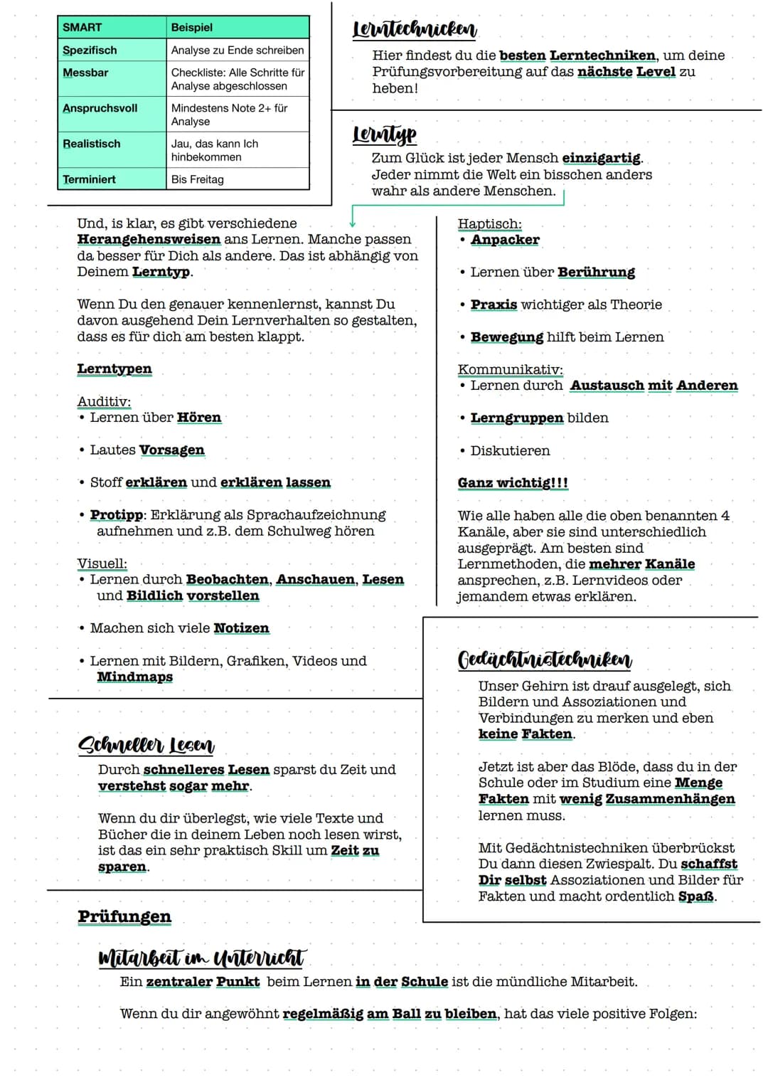 Lerntipps
Basis für deinen Erfolg
Mindset
Um entspannt gute
Noten in der
Schule zu
bekommen, kannst
Du an vielen
Rädchen drehen.
Die Basis i